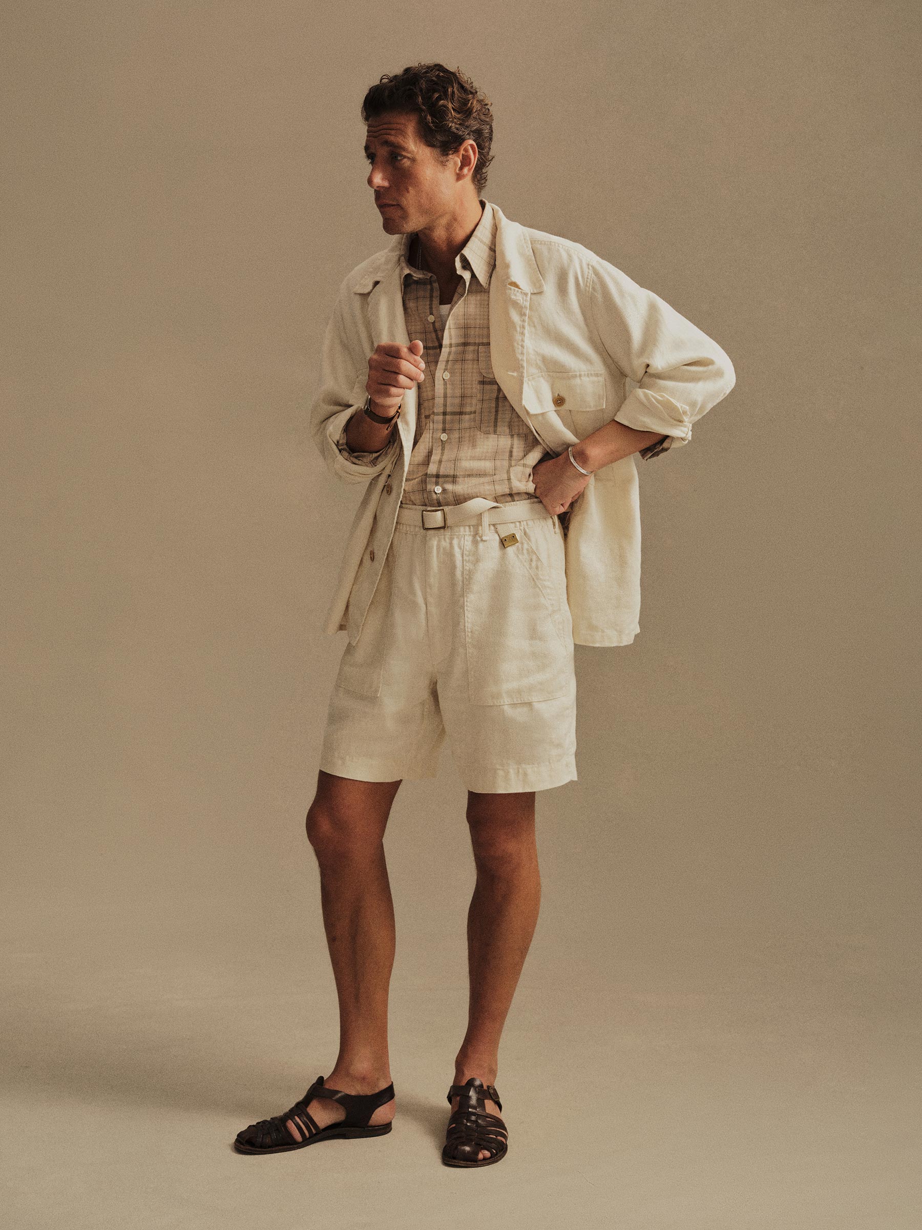 Alternative view of Natural 7.5" Loomed Linen OG 107 Fatigue Short