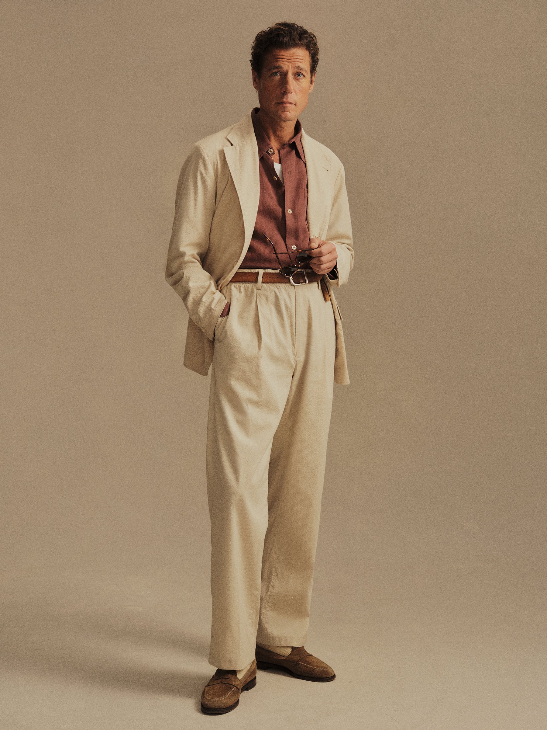 Alternative view of Natural Pinstripe Lightweight Seersucker Romeo Pant