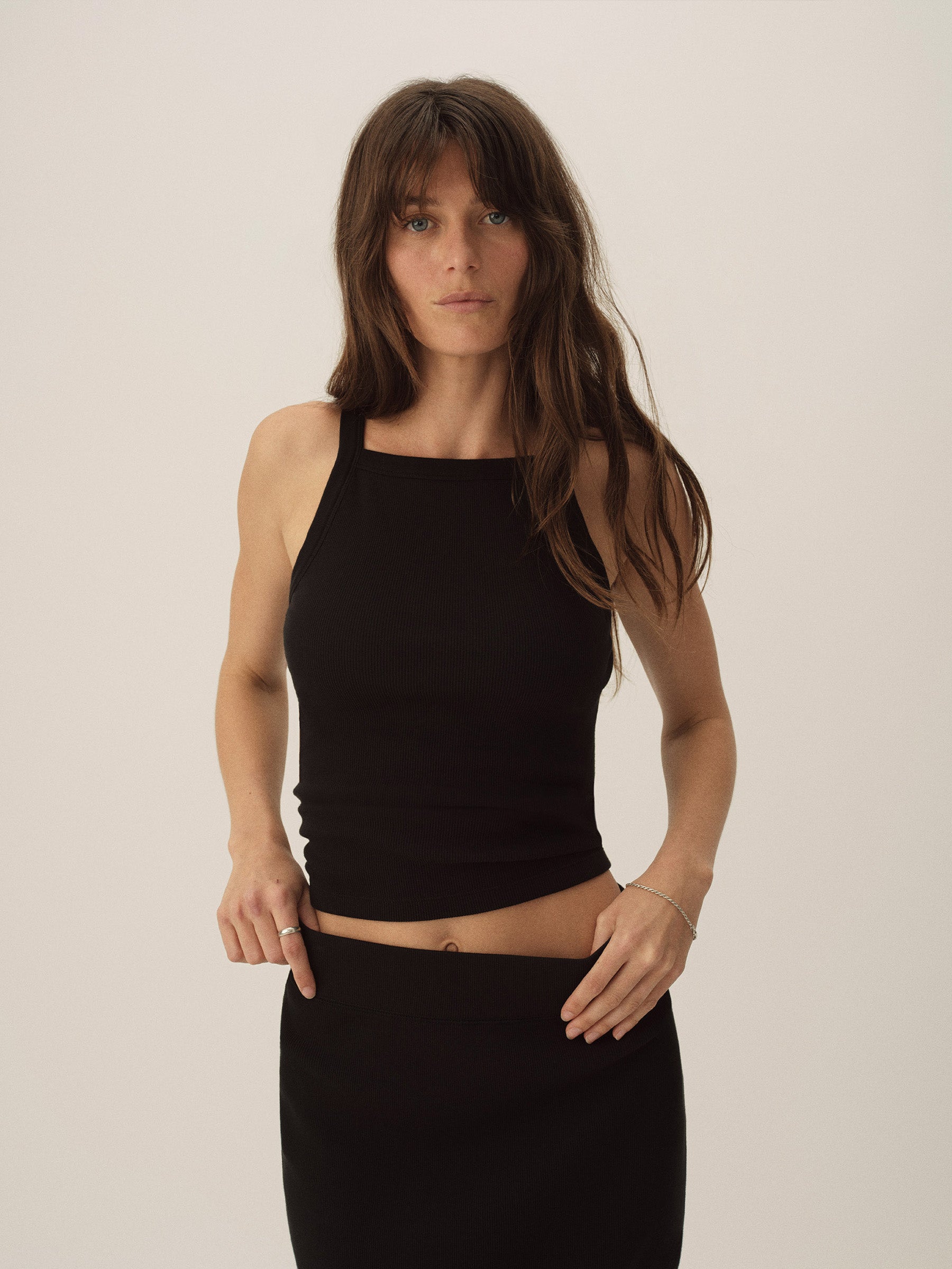 Alternative view of Black Surplus Rib Square Neck Tank