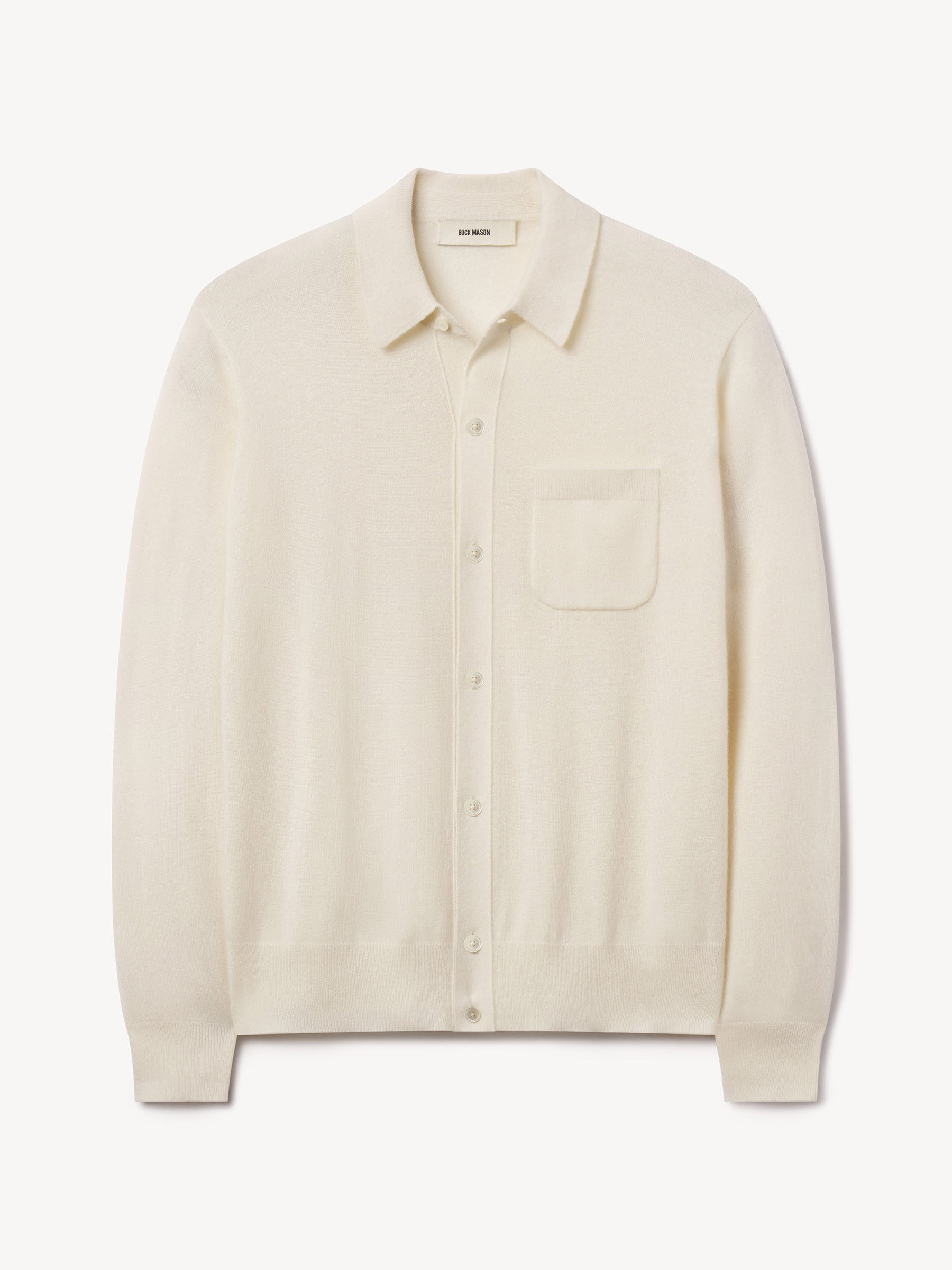 Ecru California Cashmere Collared Cardigan