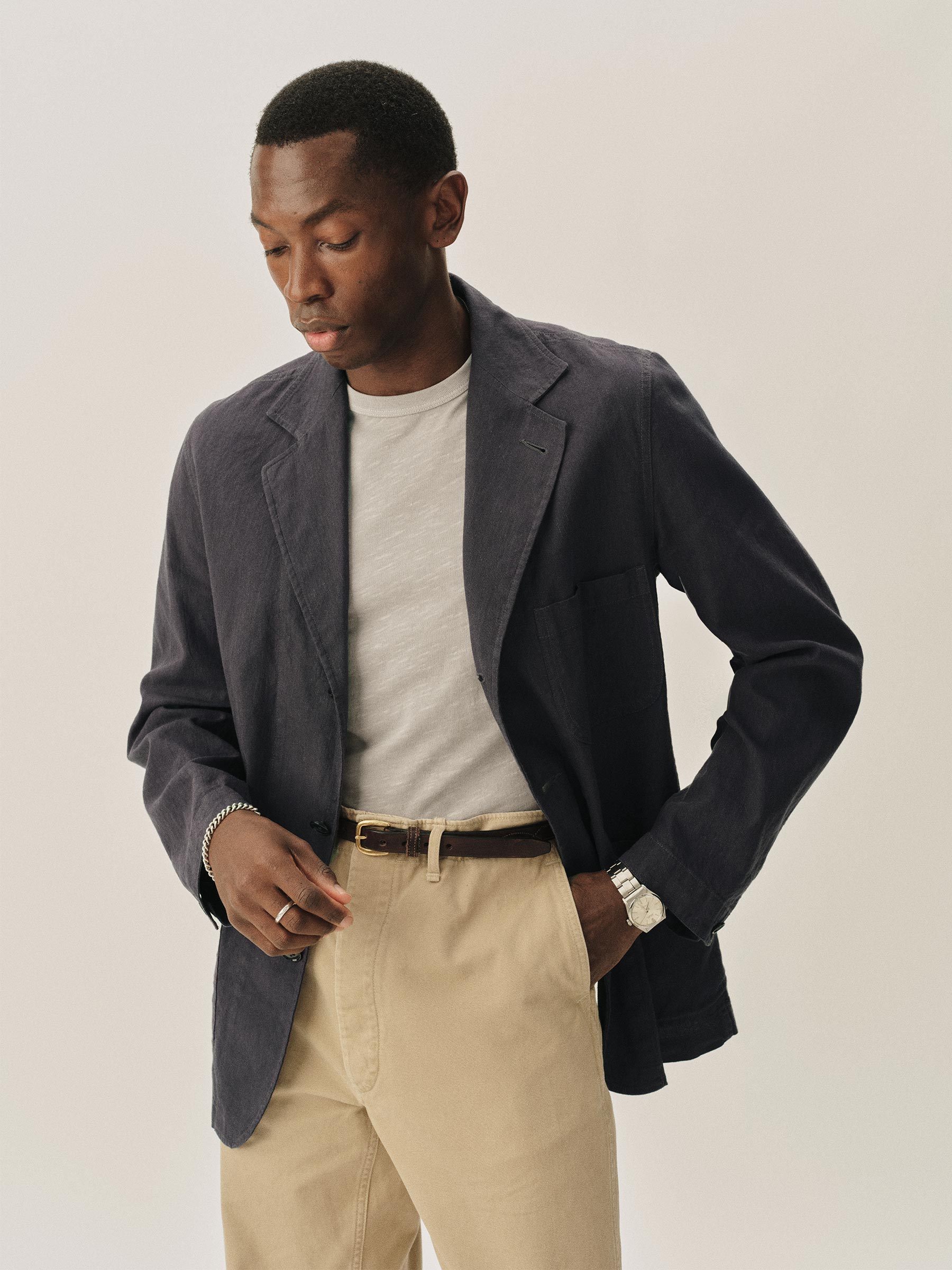 Alternative view of Washed Navy Chateau Cotton Linen Carry On Jacket