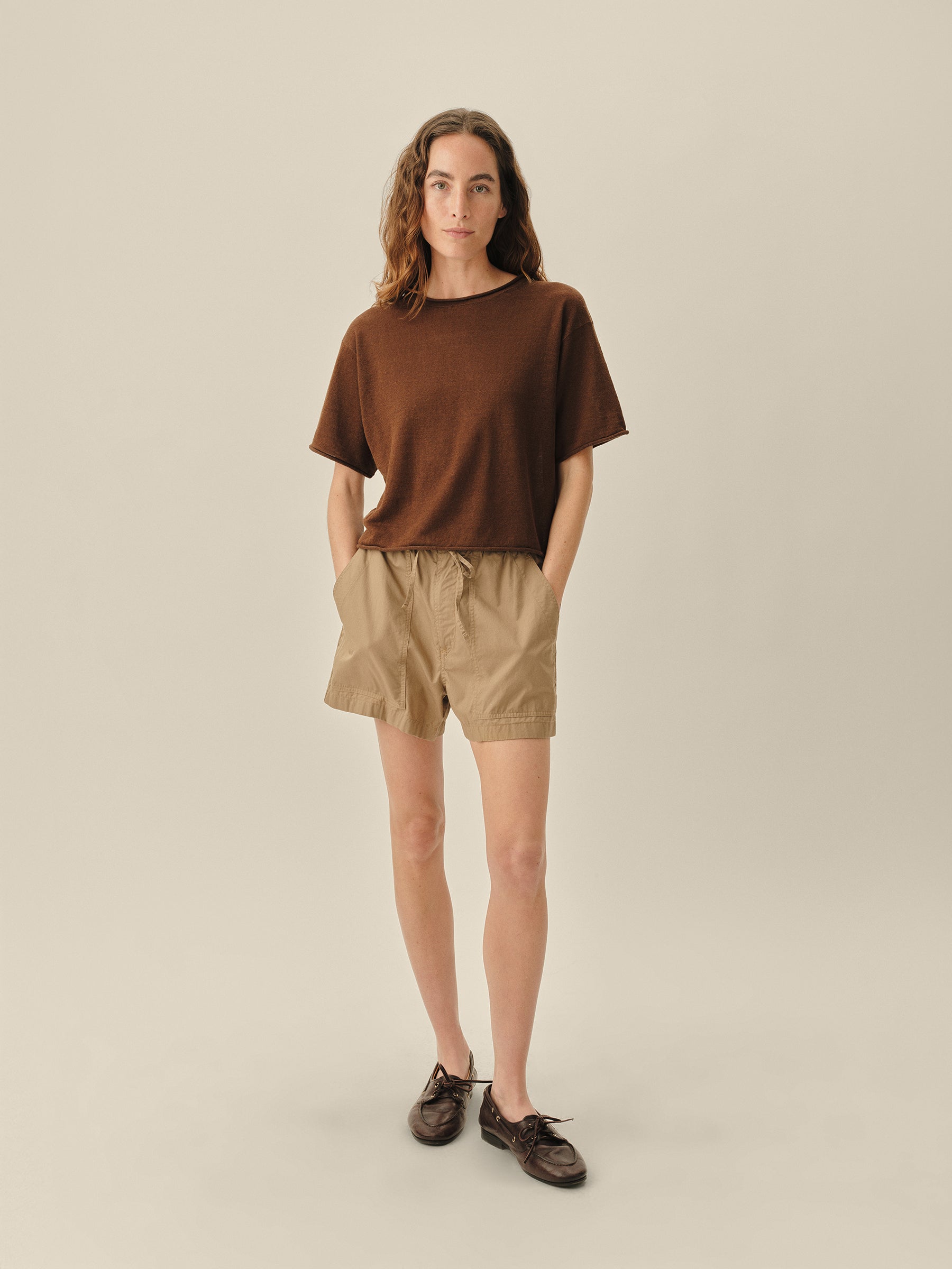 Alternative view of Chestnut Lighthouse Linen Roll Neck Tee