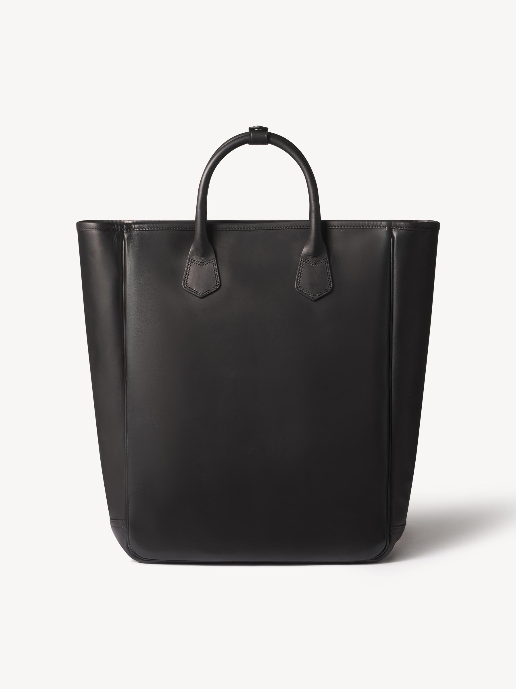 Black Italian Leather Carry All Tote