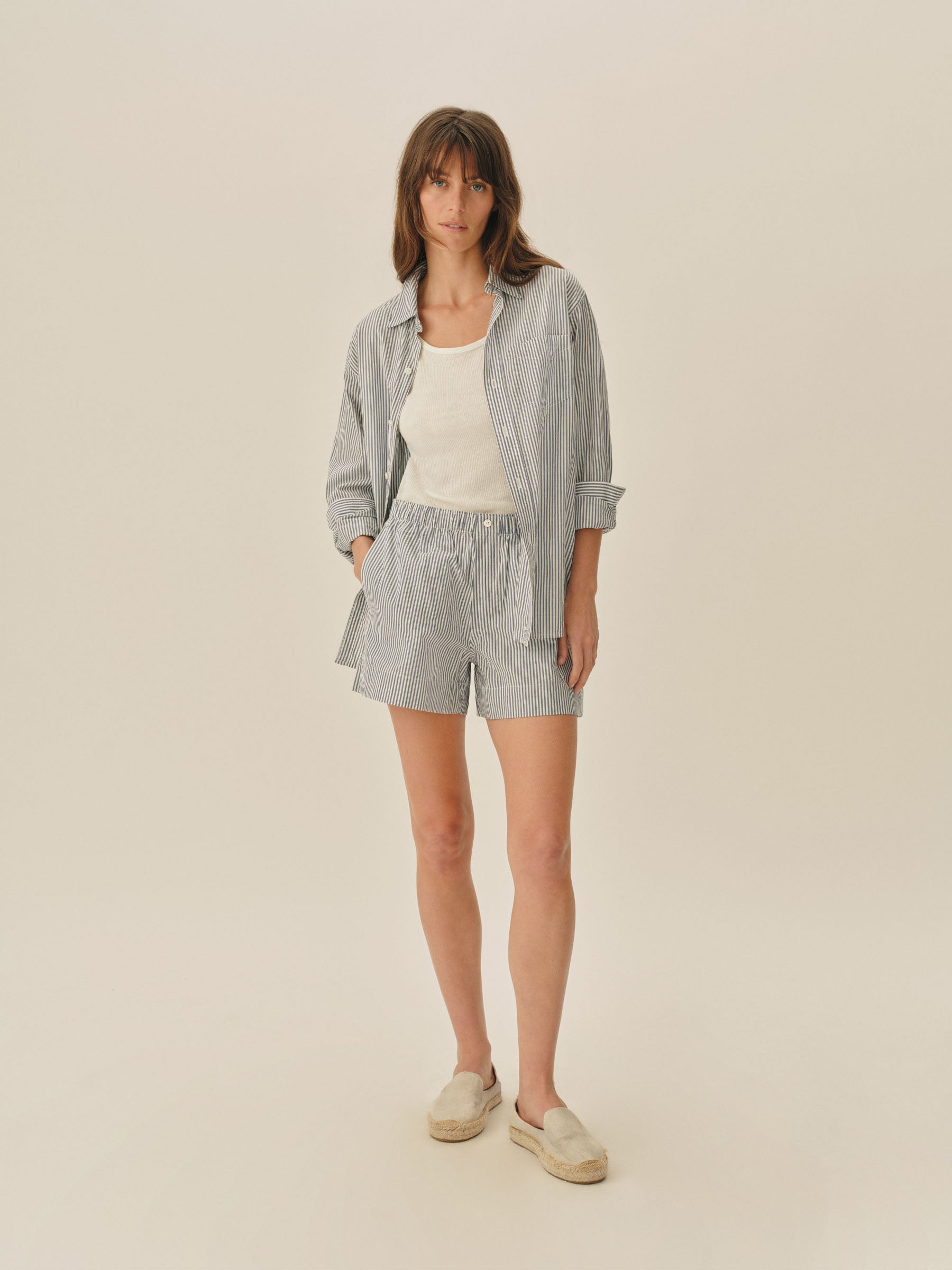 Hampton Stripe Blue / White Mainstay Cotton Boxer Short