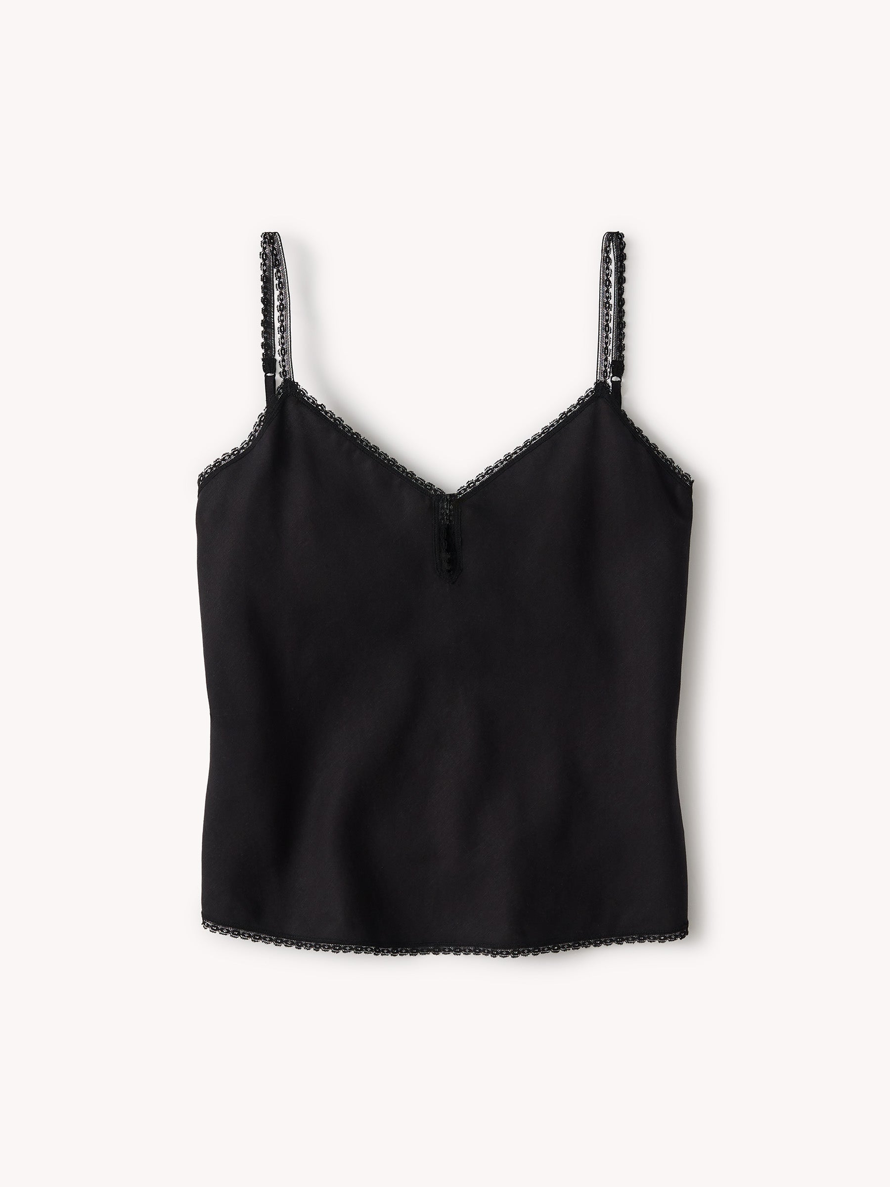 Black Draped Twill Locket Tank