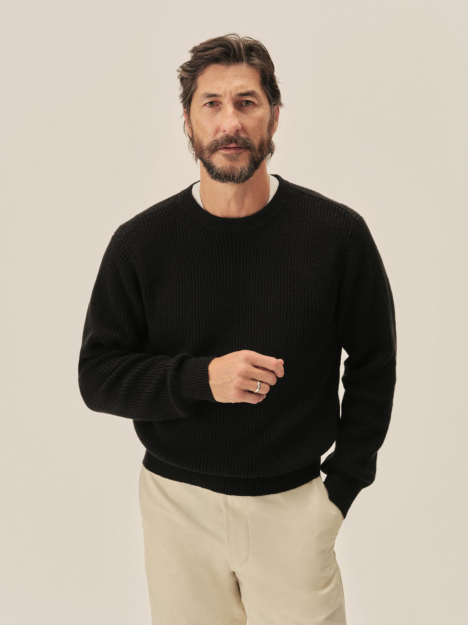 Alternative view of Black Seafarer Cotton Rib Crew