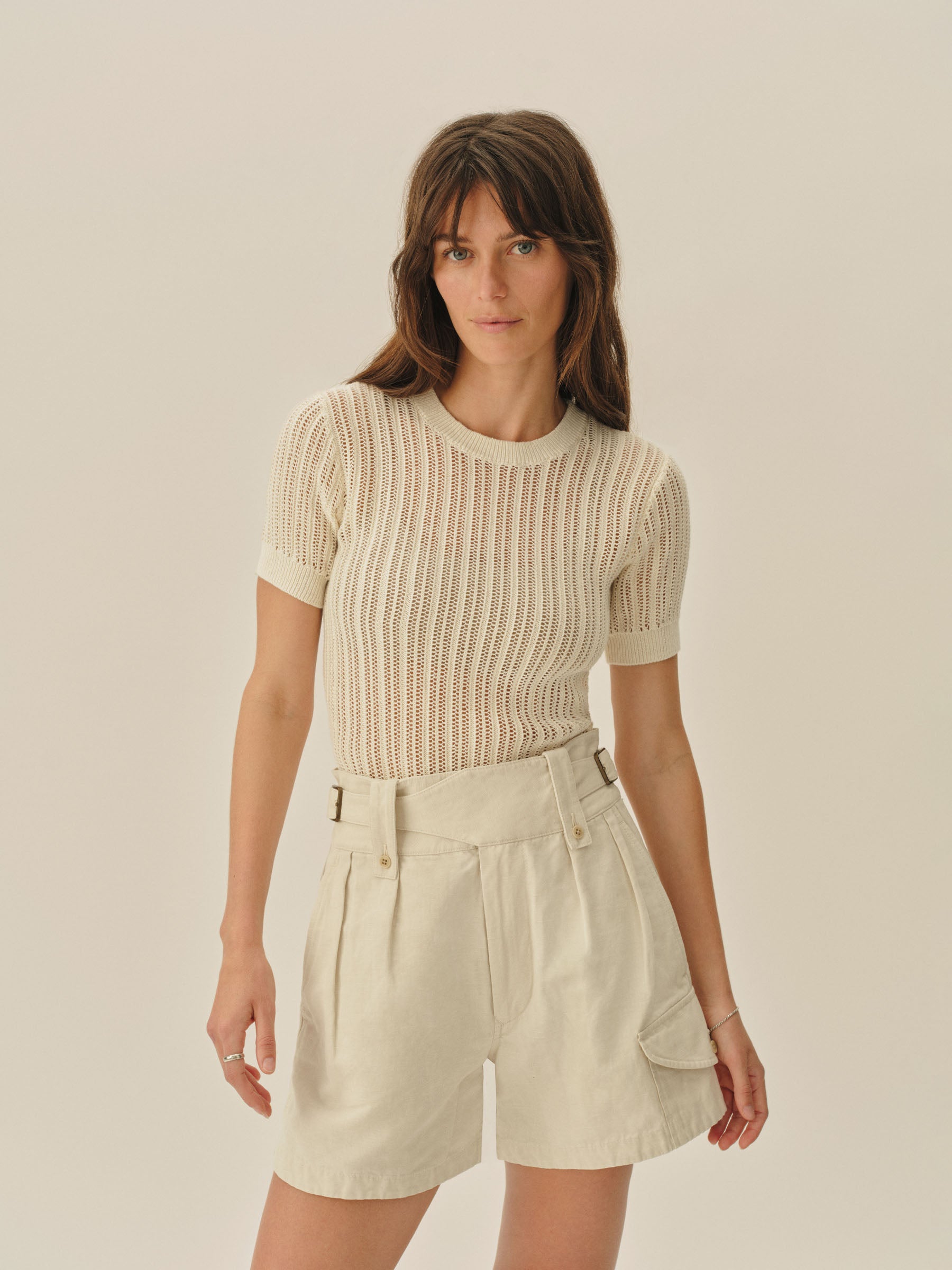 Alternative view of Natural Coastline Crochet Tee