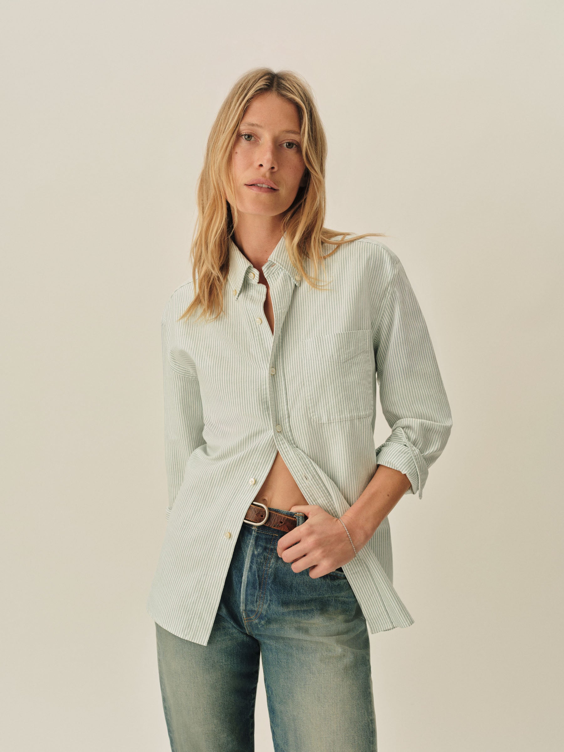Alternative view of Aloe Field Stripe Big Oxford BD Shirt