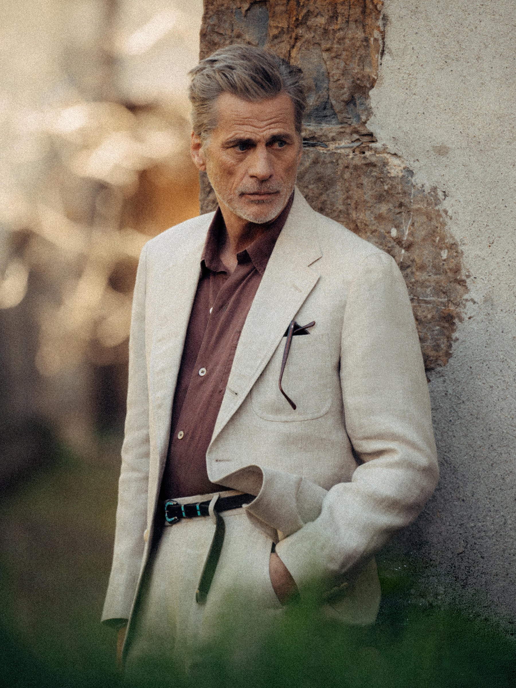 Natural Linen Herringbone Hollywood Jacket