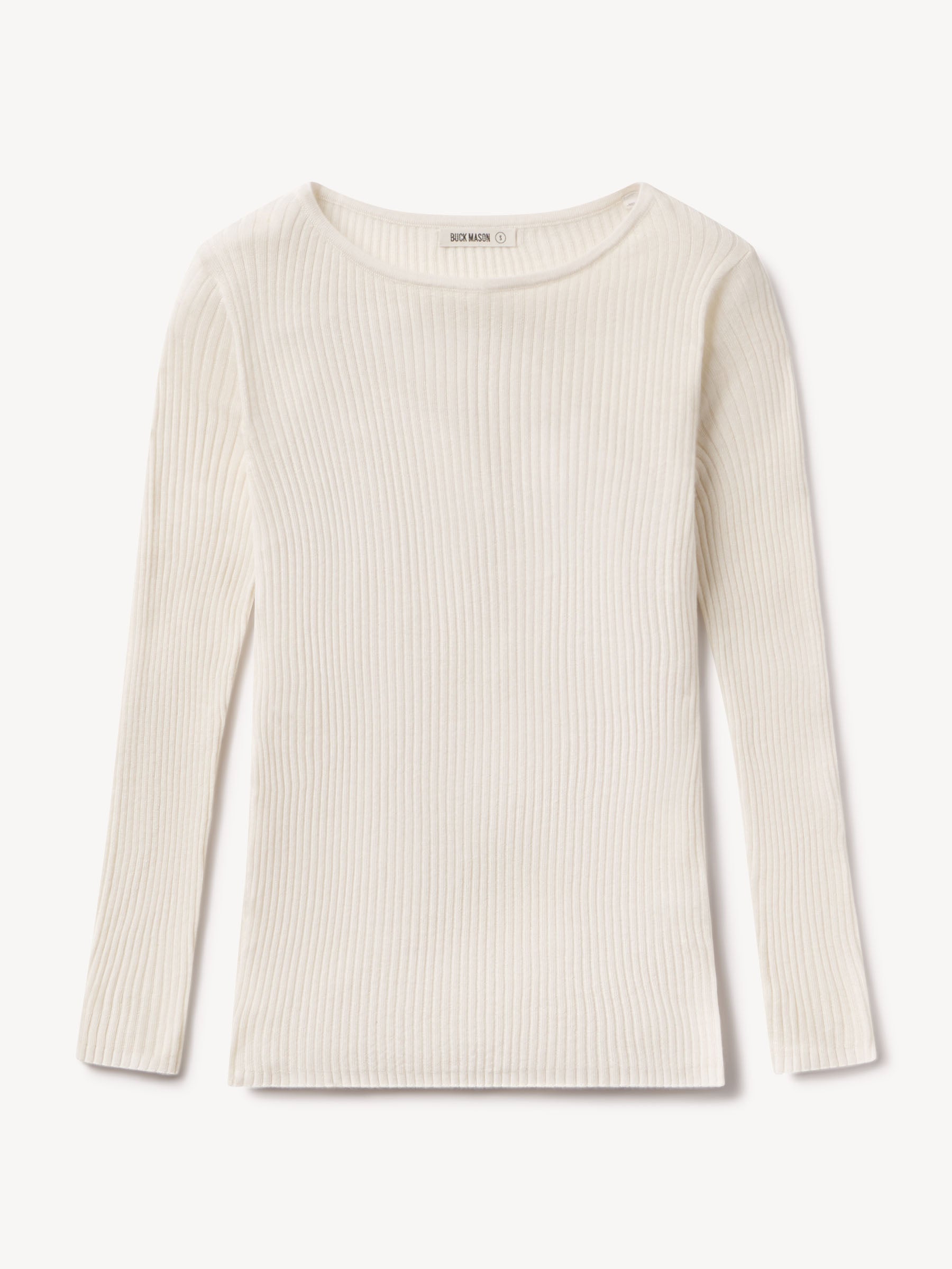 Natural Featherweight Silk Cashmere Bateau Neck L/S