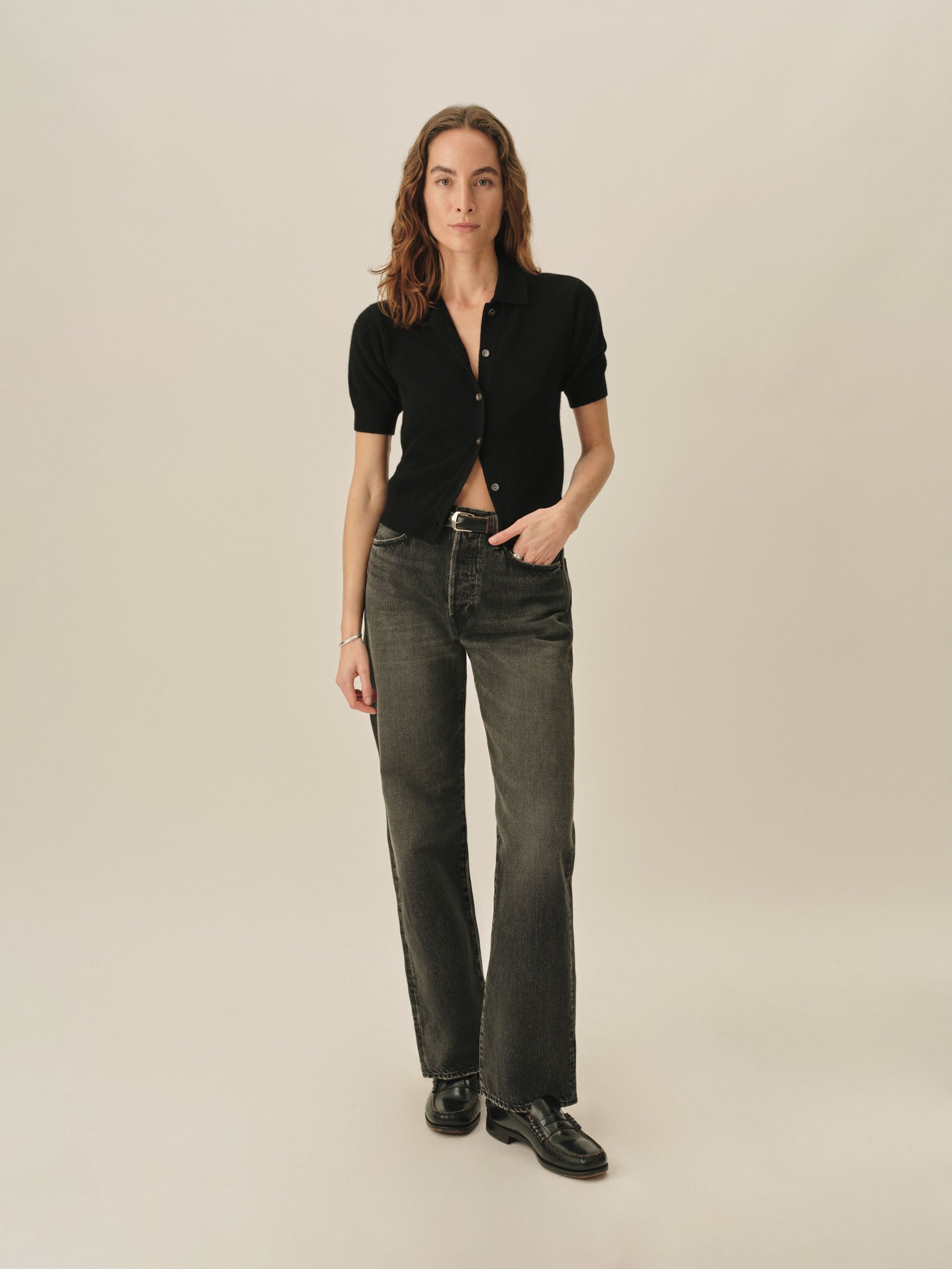 Alternative view of Black Whisperweight Cashmere Polo