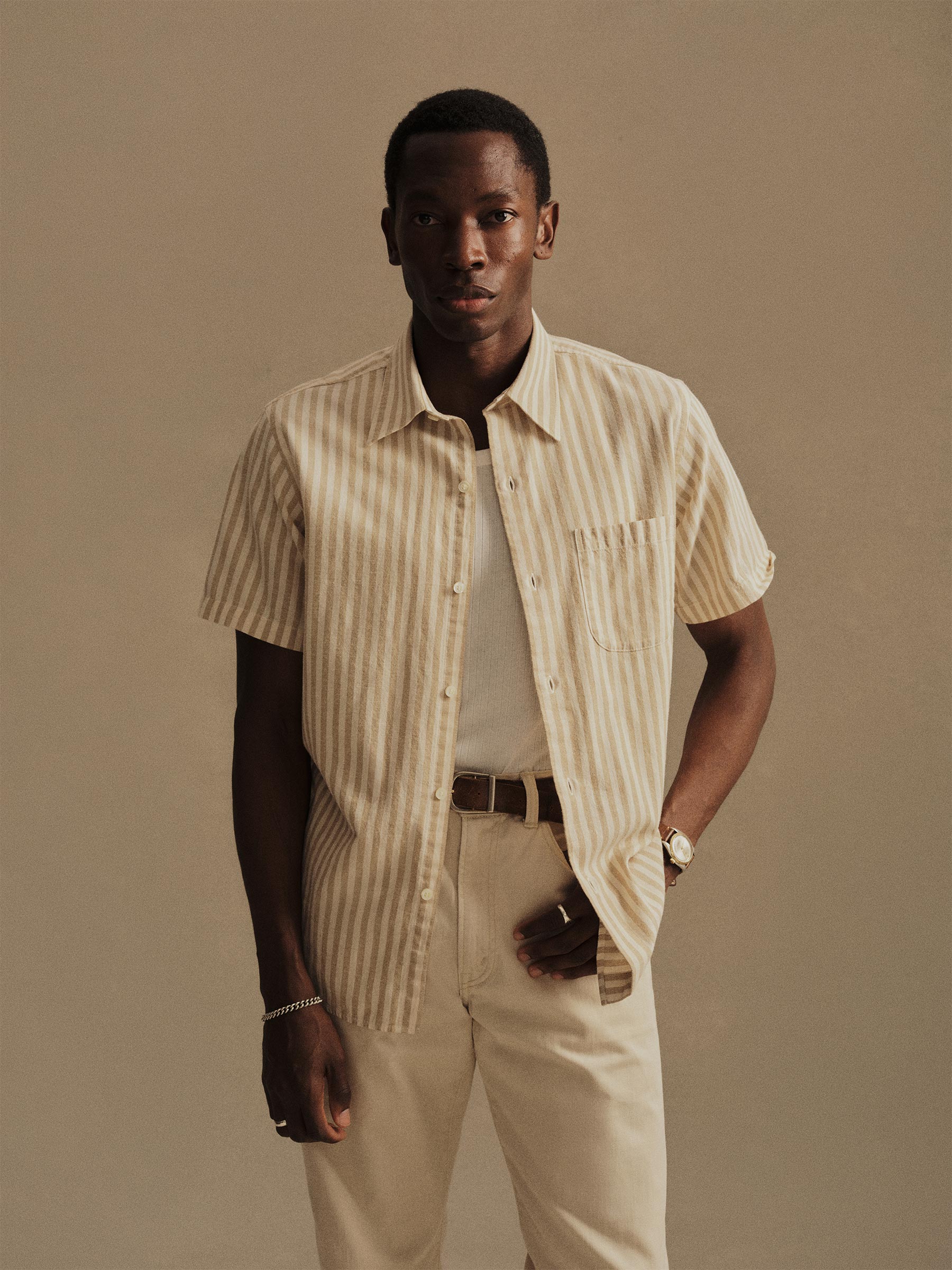 Alternative view of Natural / Khaki Stripe Breeze Cotton Linen S/S Shirt