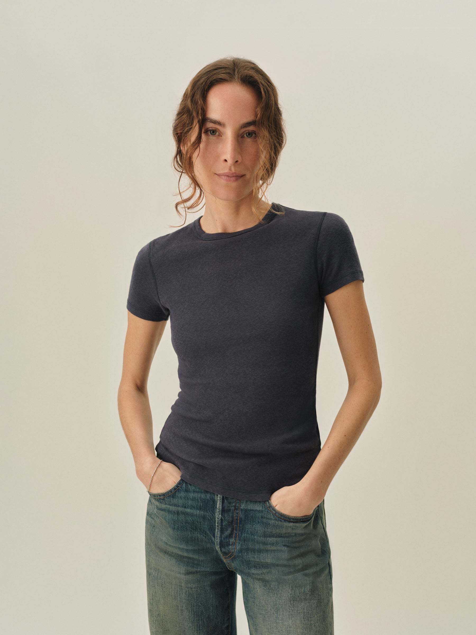Alternative view of Deep Sea Blue Heirloom Rib S/S Tee