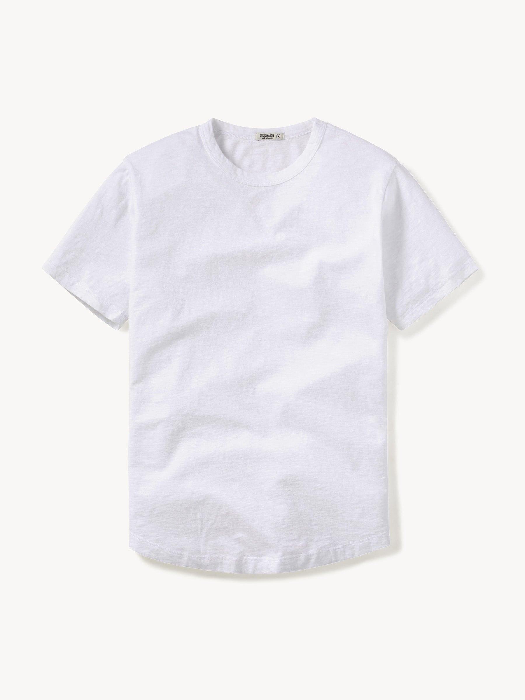 White Slub Curved Hem Tee