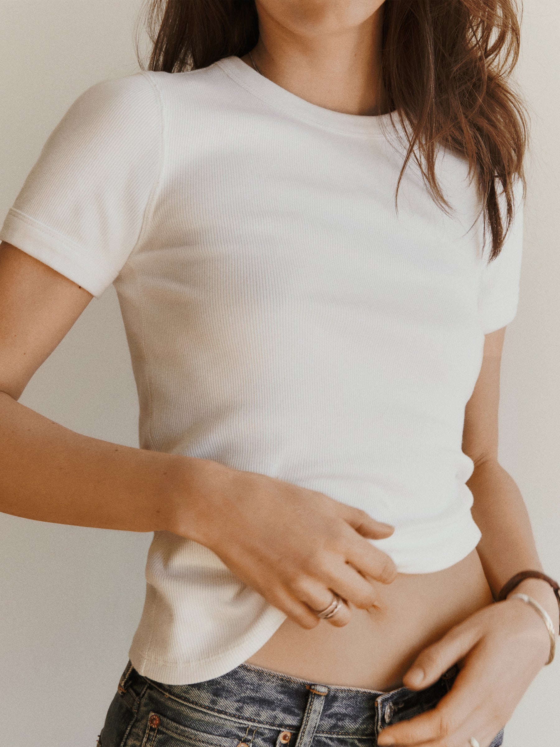 Alternative view of White Surplus Rib S/S Tee