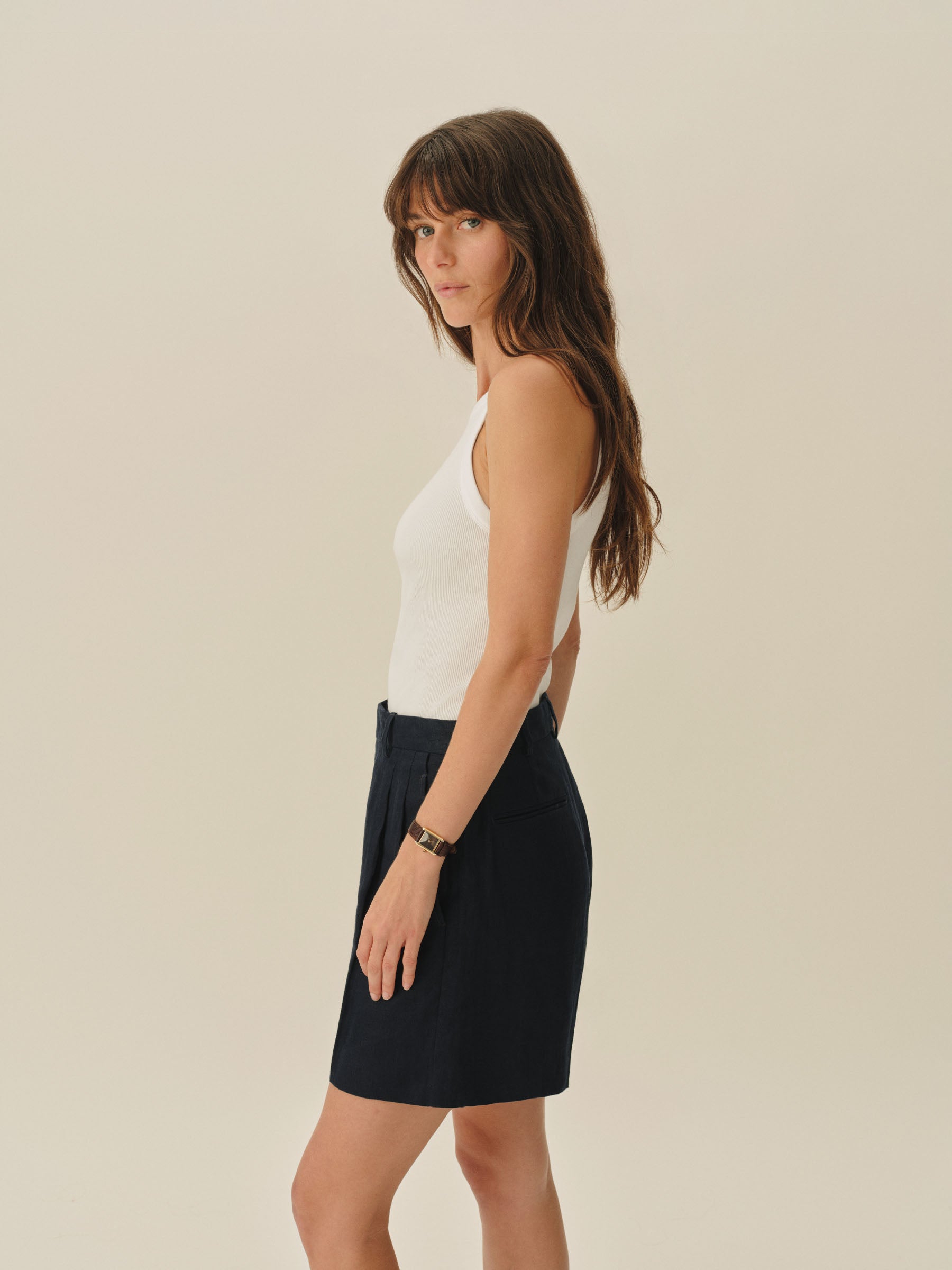 Alternative view of White Surplus Rib Square Neck Tank