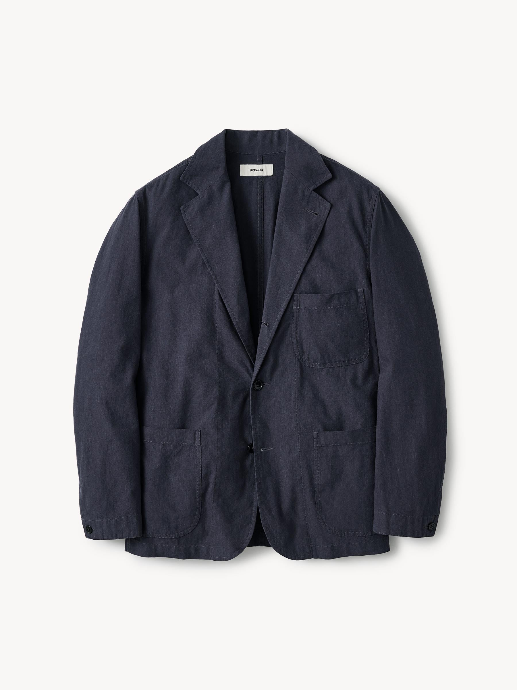Washed Navy Chateau Cotton Linen Carry On Jacket