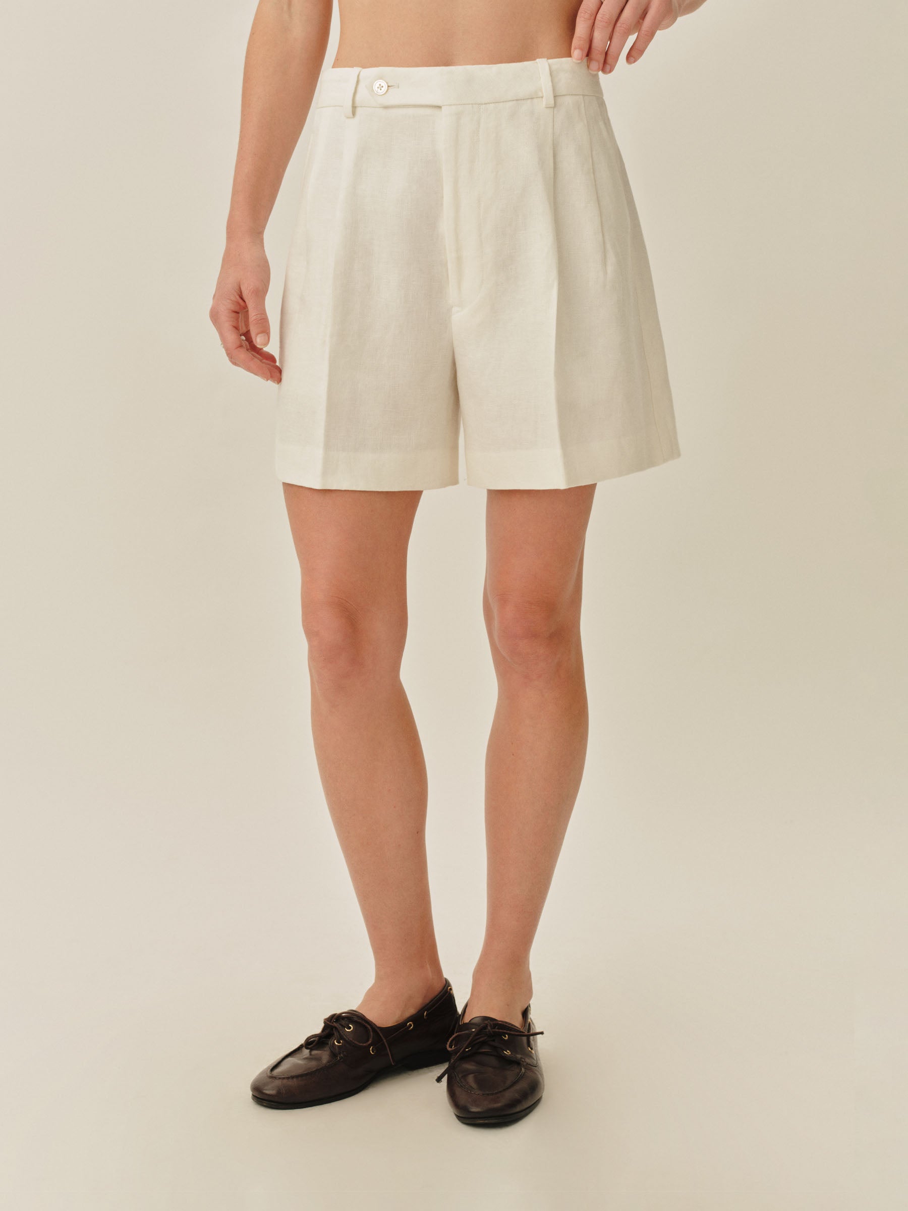 White Hutton Linen Short