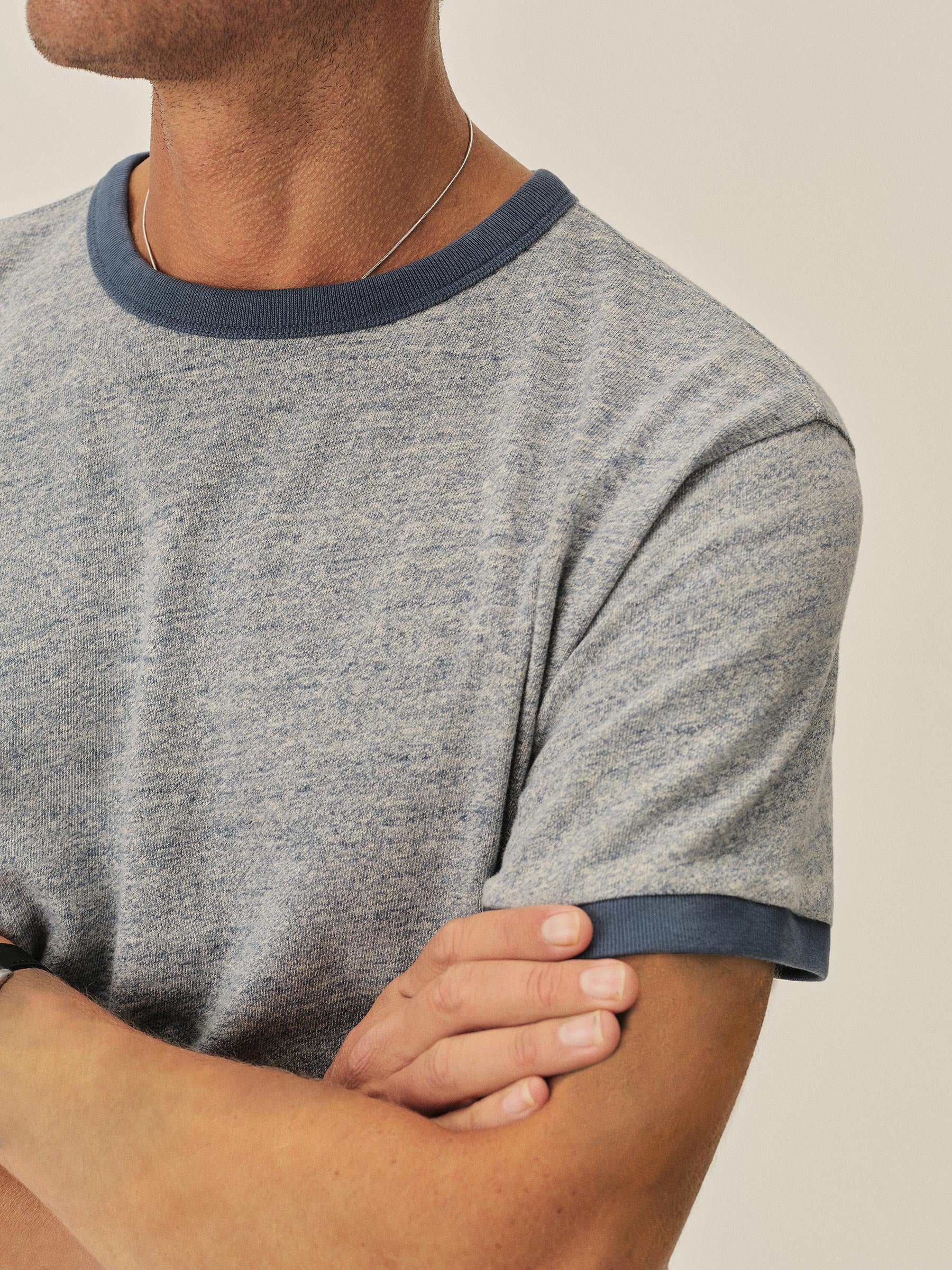 Alternative view of Heather Navy Welterweight Ringer Tee