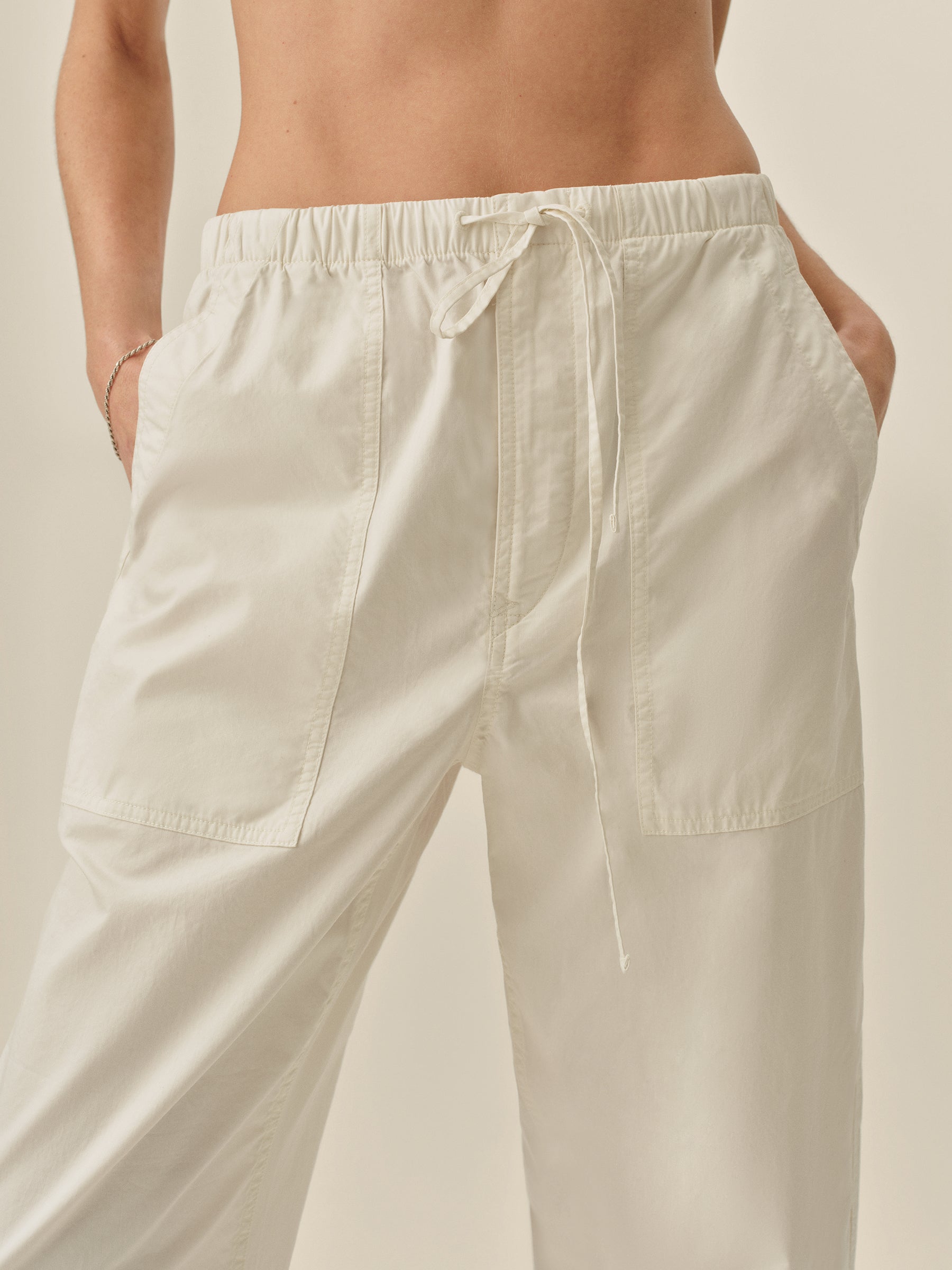 Natural Parachute Poplin Pull On Pant