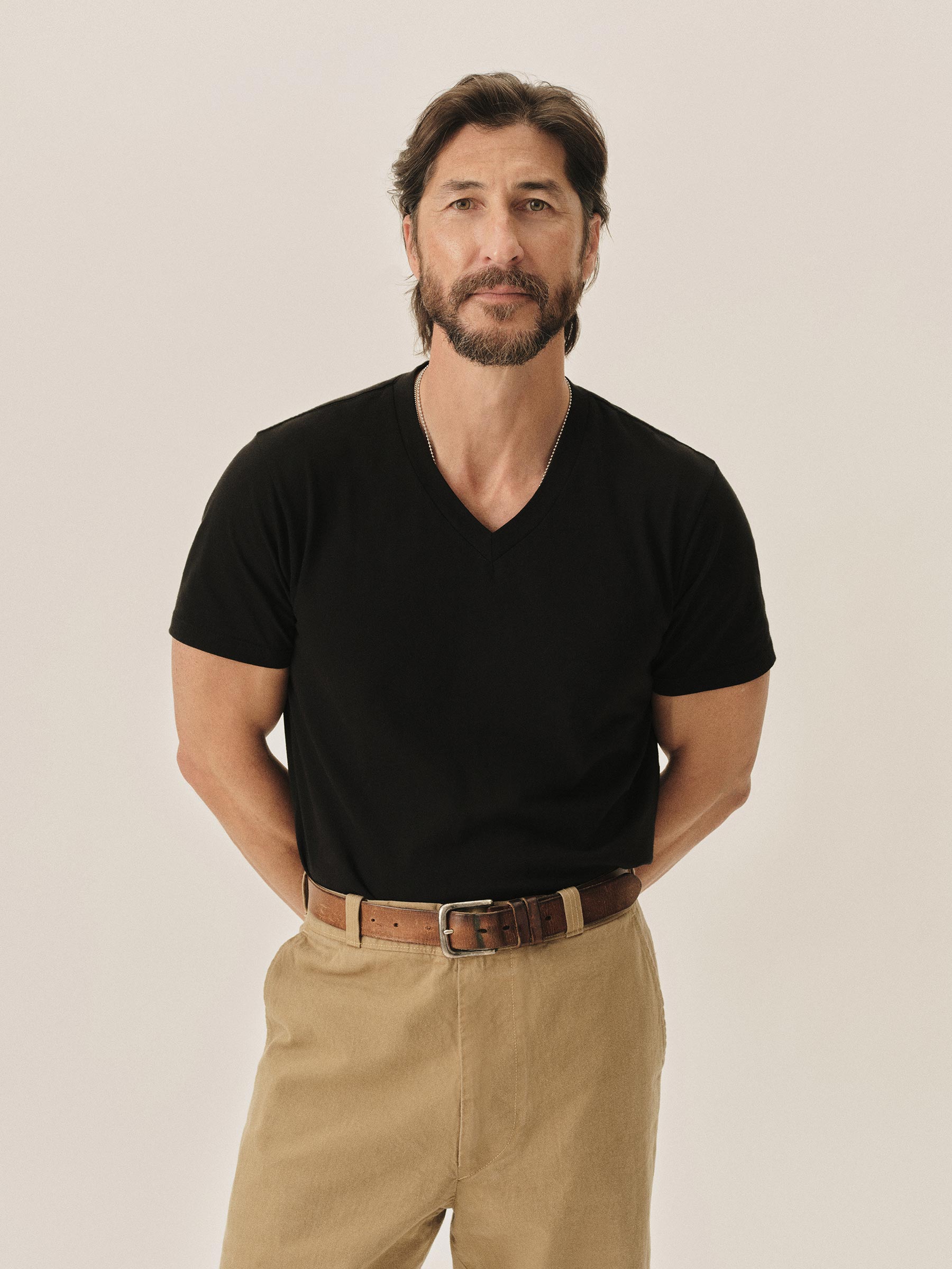 Black Pima Classic V Neck Tee