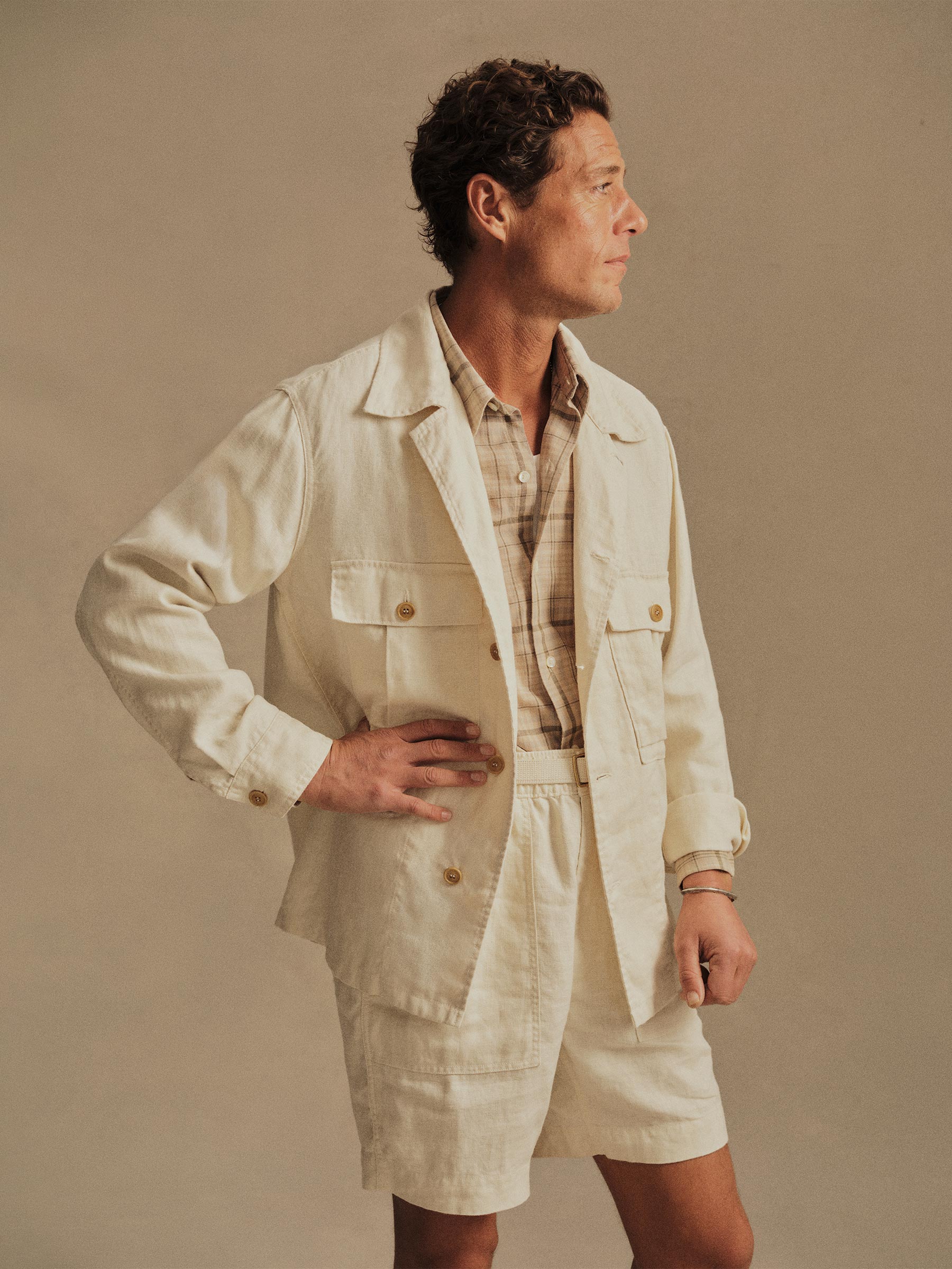 Alternative view of Natural Loomed Linen P 43 Fatigue Shirt