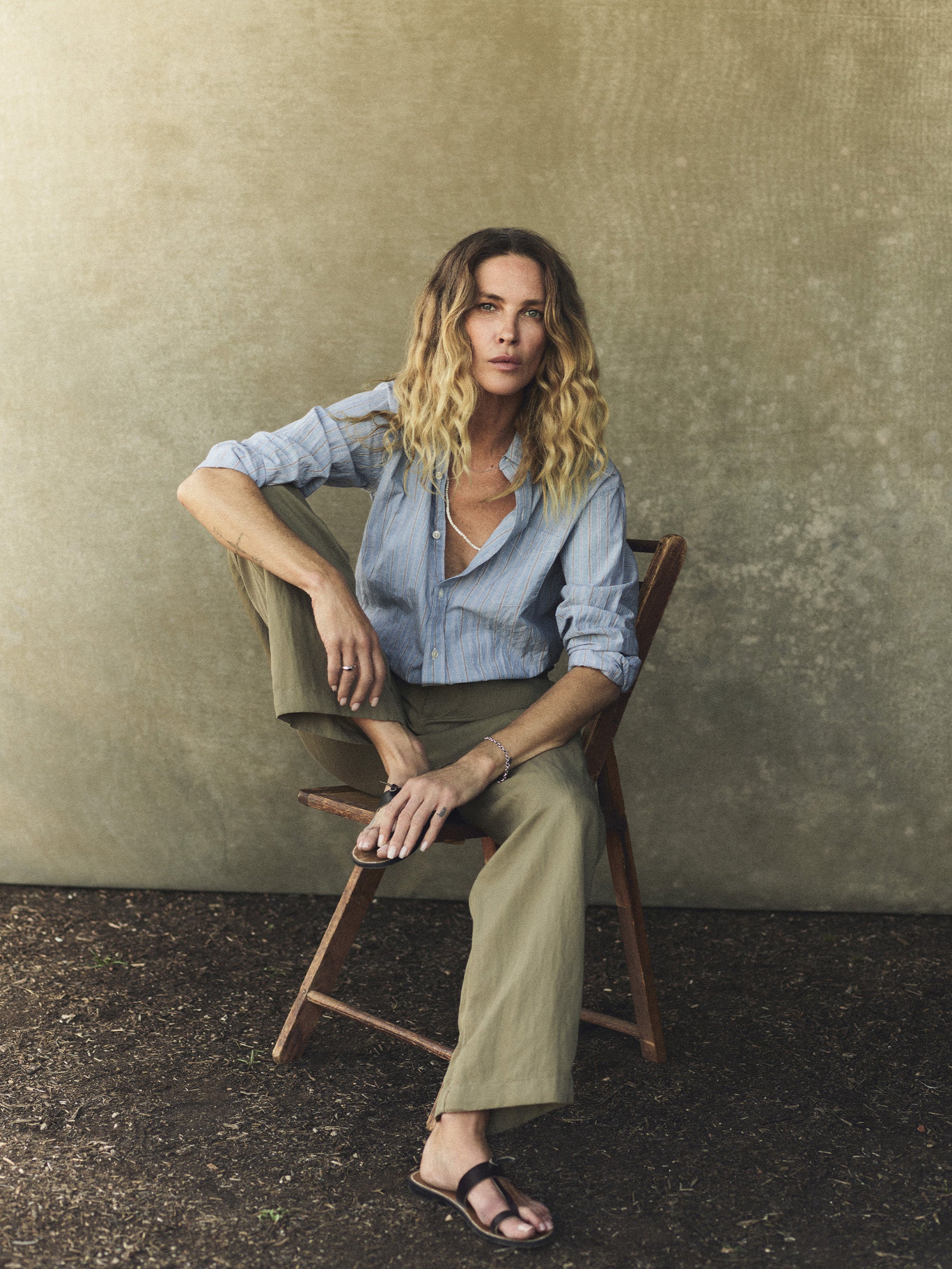Blue / Ochre Fleetwood Stripe Mainstay Cotton Shirt
