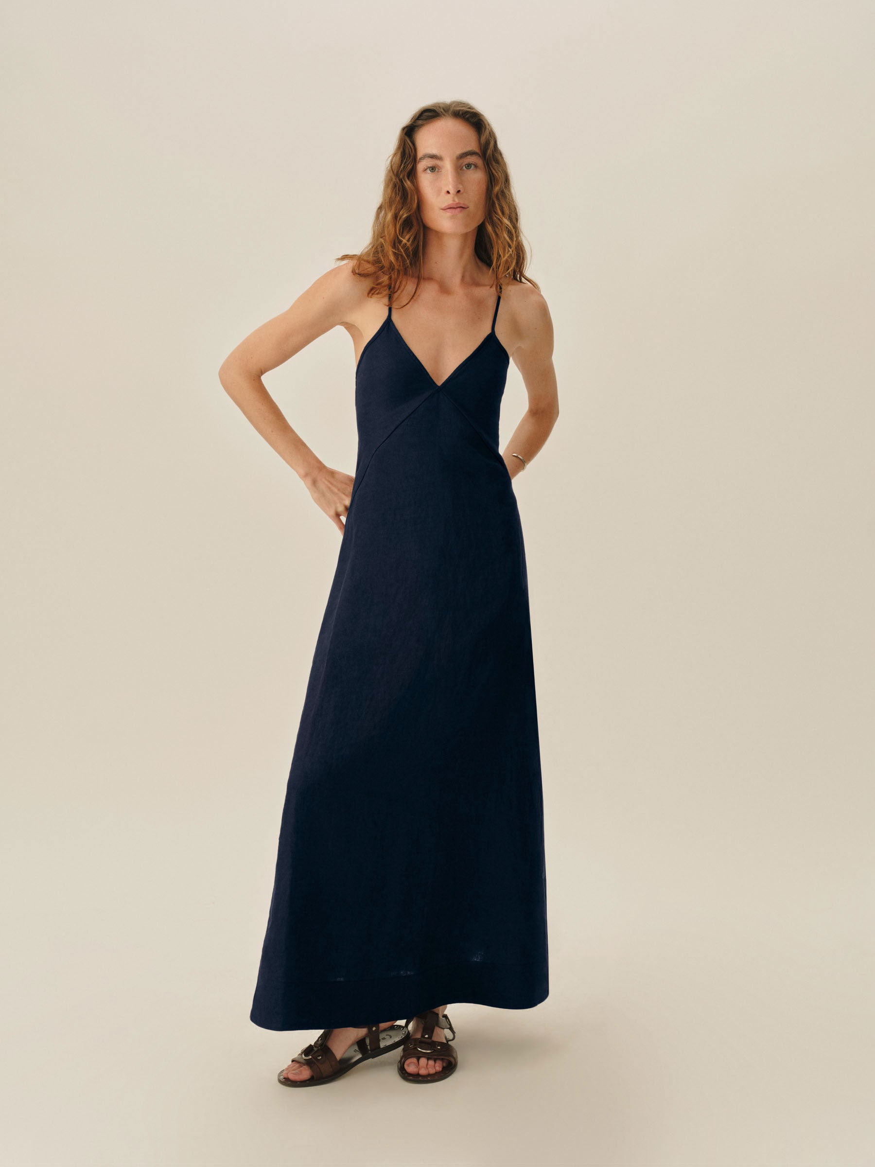 Alternative view of Dark Navy Sea Breeze Linen Slip Dress