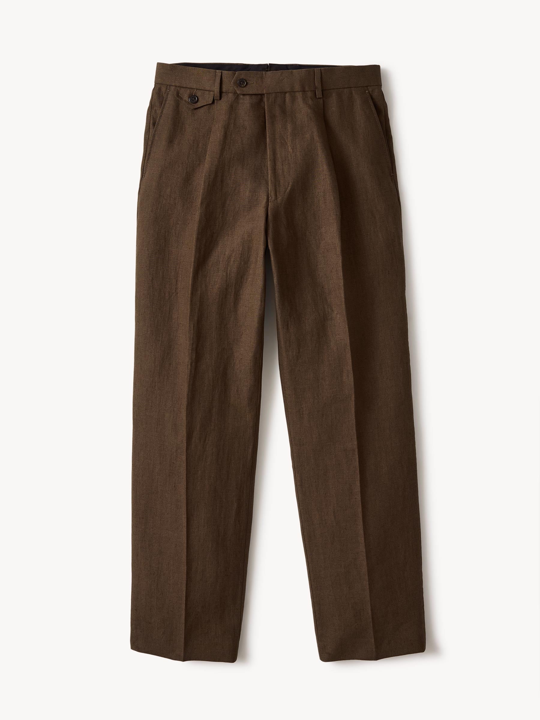 Chocolate Irish Linen Hollywood Pleated Trouser
