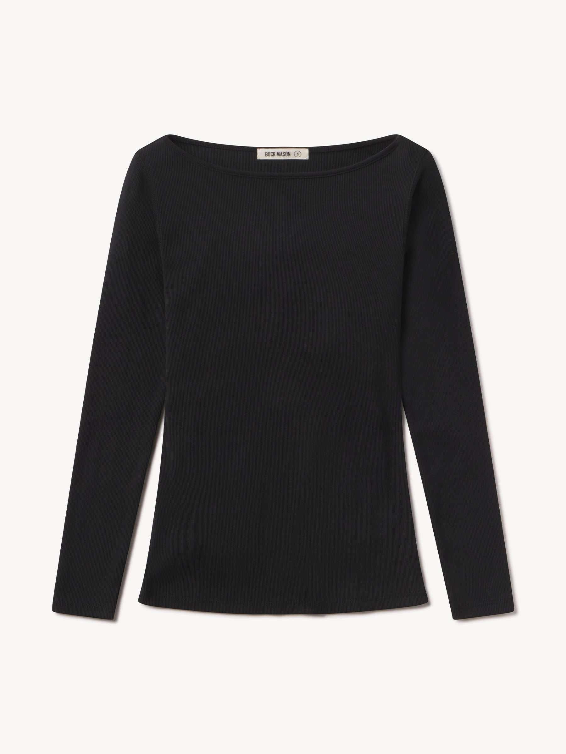 Black Surplus Rib Bateau Neck L/S