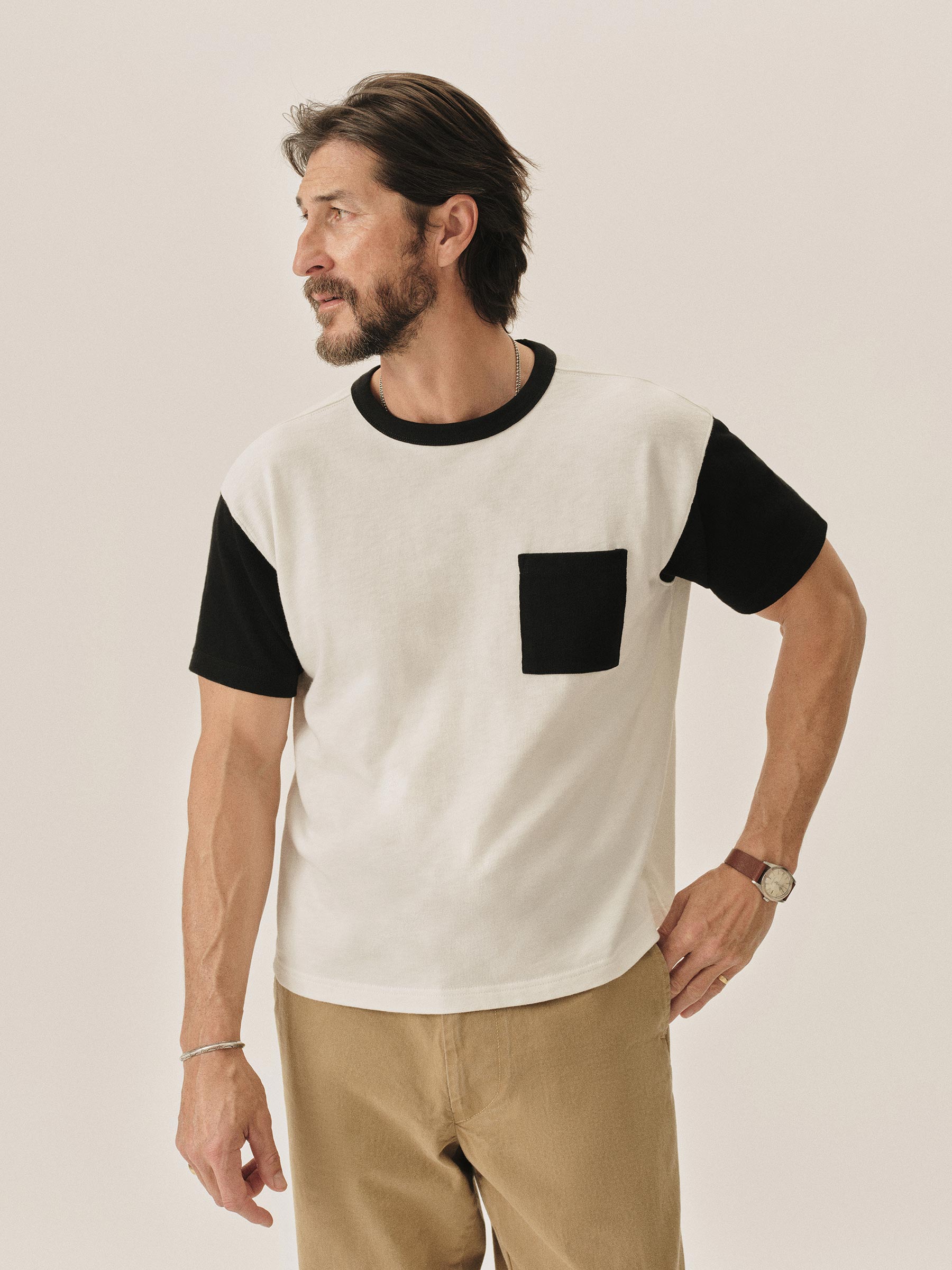 White / Black Field Spec 90S Boxy Pocket Tee