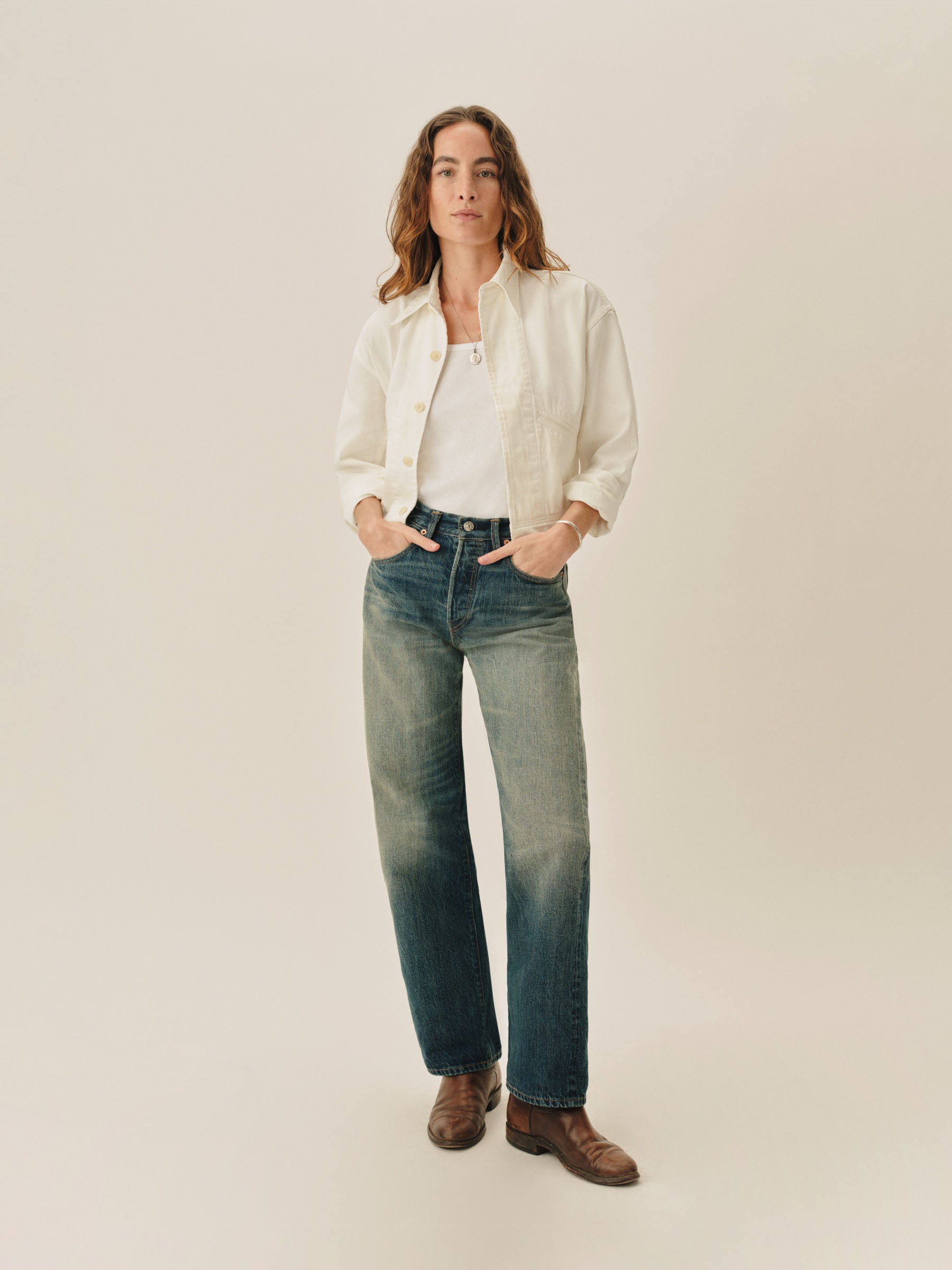Alternative view of White At Ease Cotton Cropped Deck Jacket