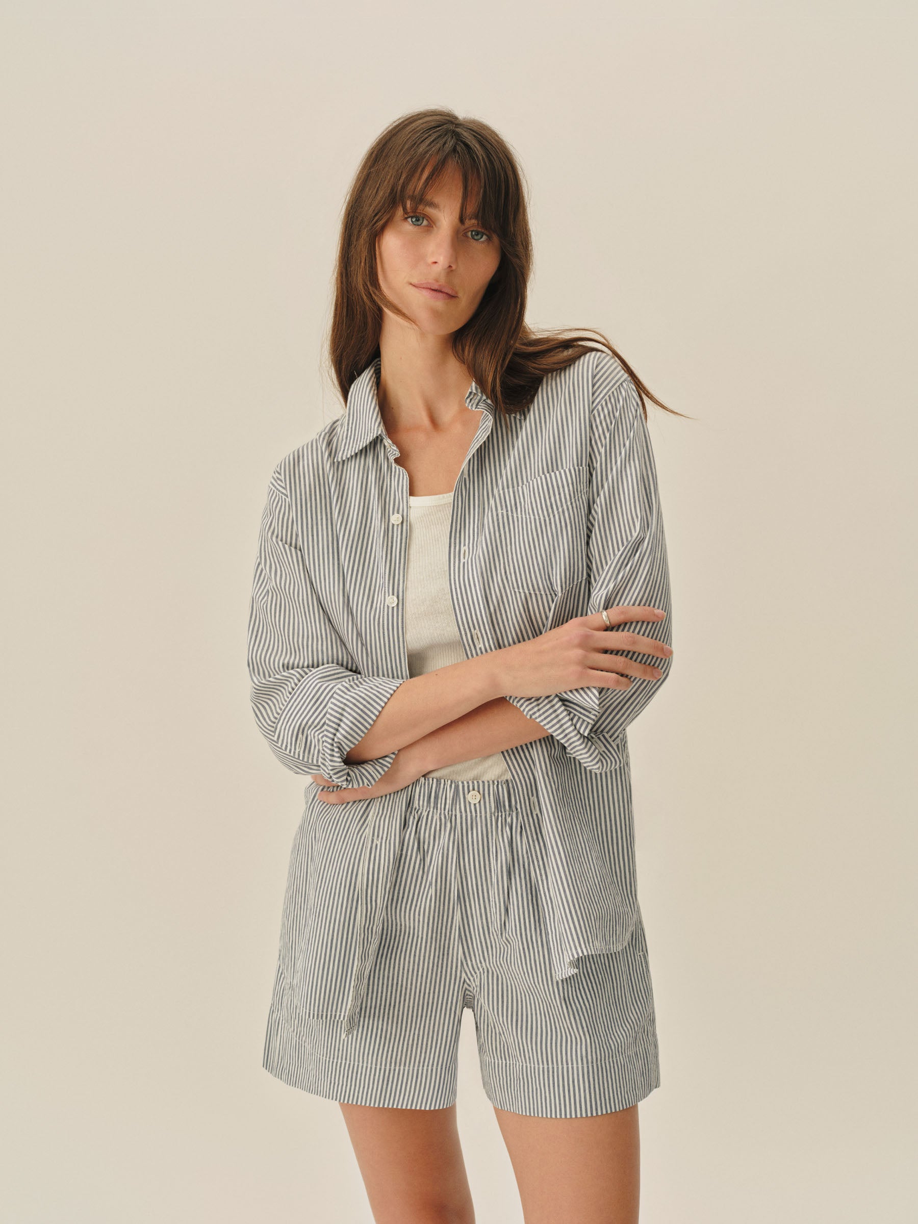 Hampton Stripe Blue / White Mainstay Cotton Shirt