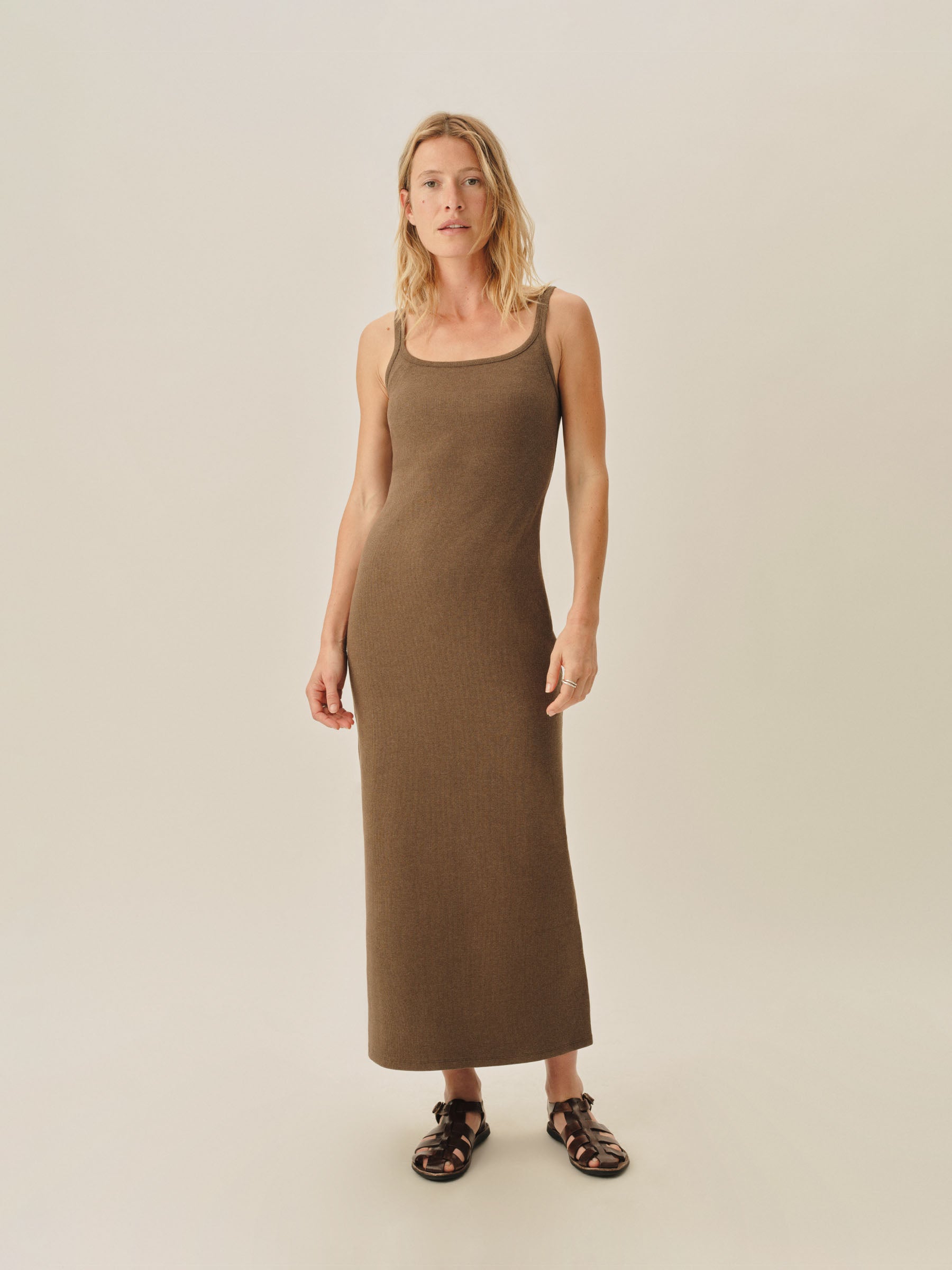 Heather Moss Surplus Rib Scoop Neck Tank Dress