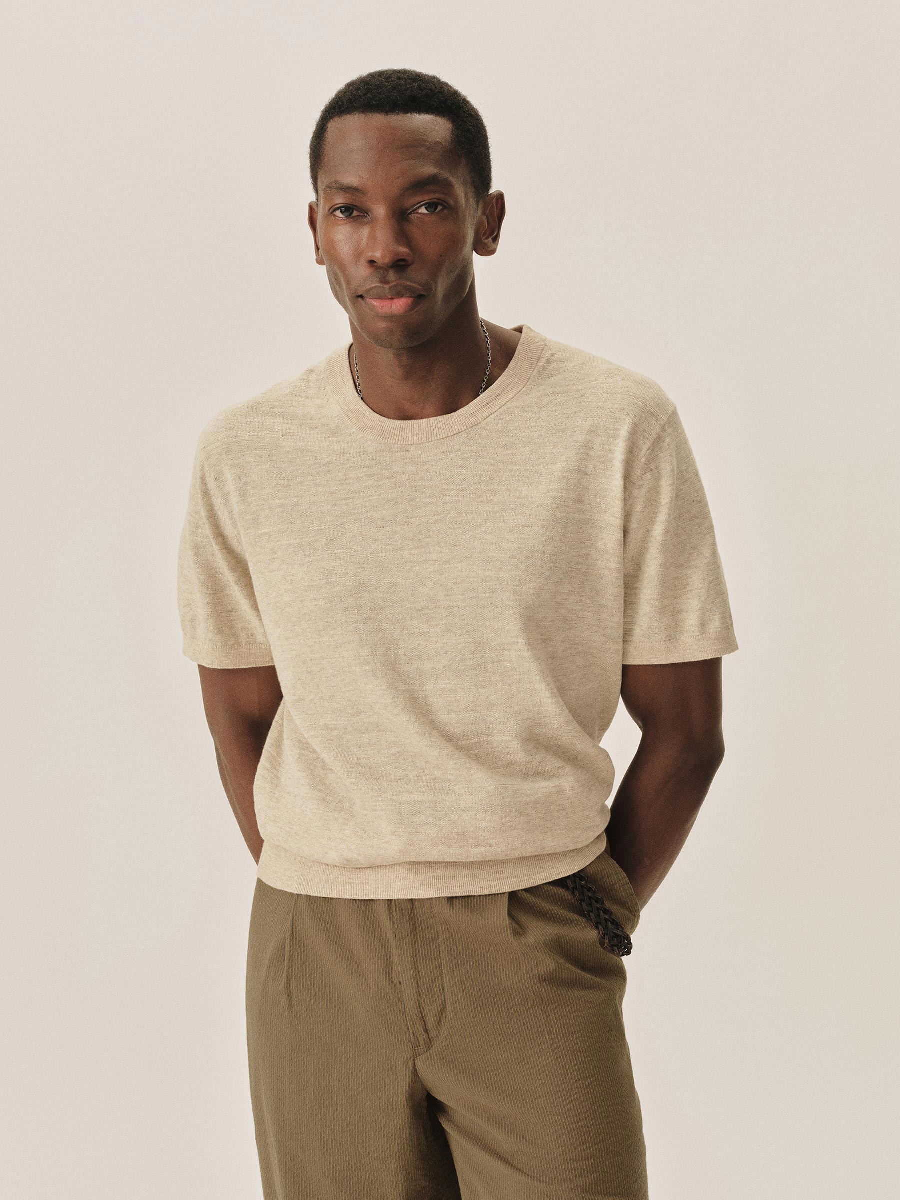 Alternative view of Heather Flax Avalon Knit Classic Tee
