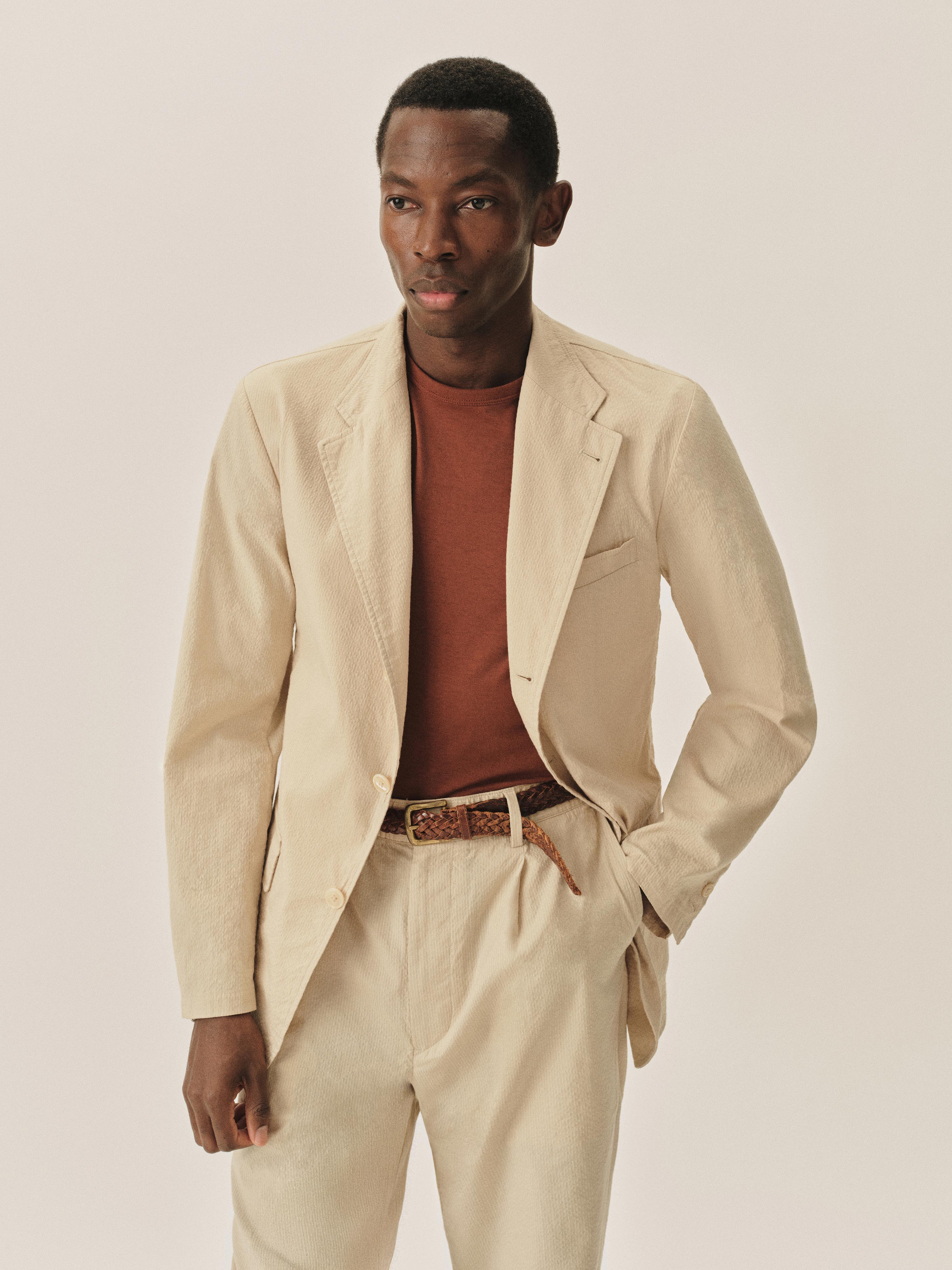 Alternative view of Natural Pinstripe Lightweight Seersucker Carry On Jacket
