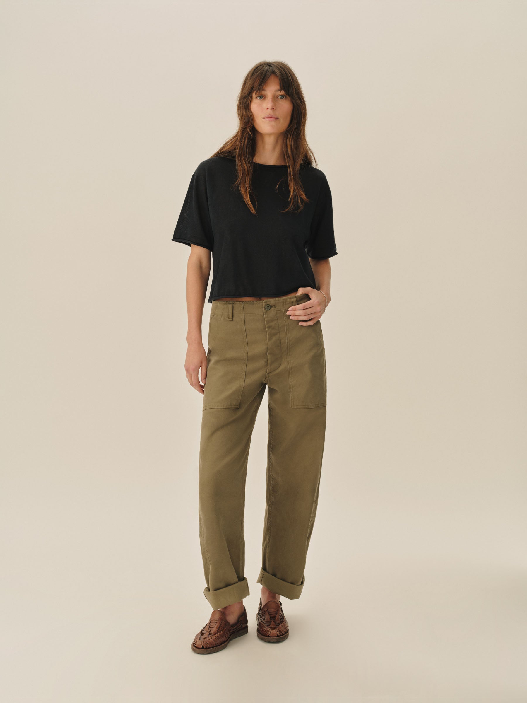 Alternative view of Dark Navy Lighthouse Linen Roll Neck Tee