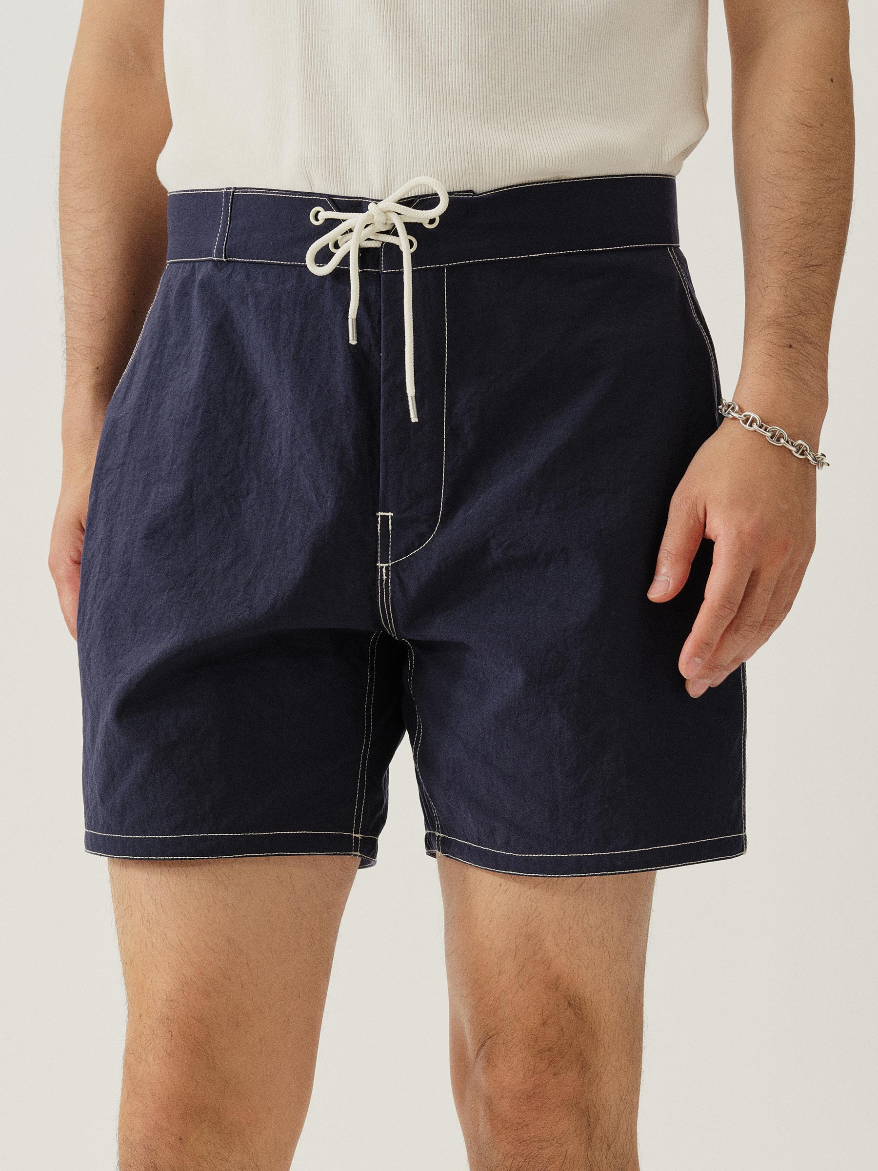 Alternative view of Navy 5.5" Japanese Oxford Board Short