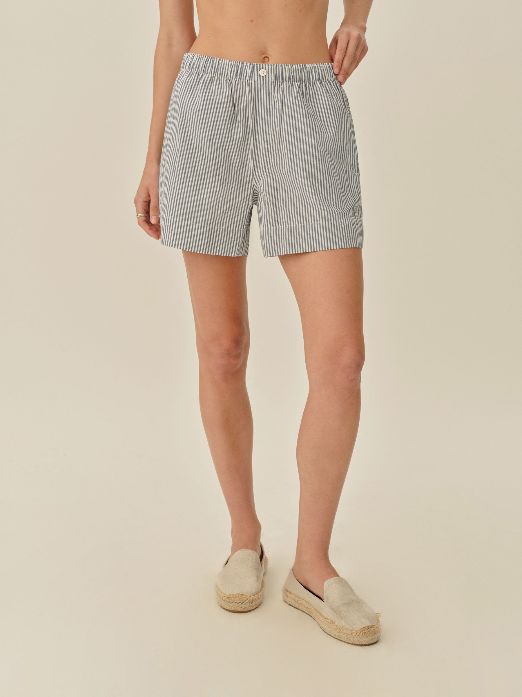 Alternative view of Hampton Stripe Blue / White Mainstay Cotton Boxer Short