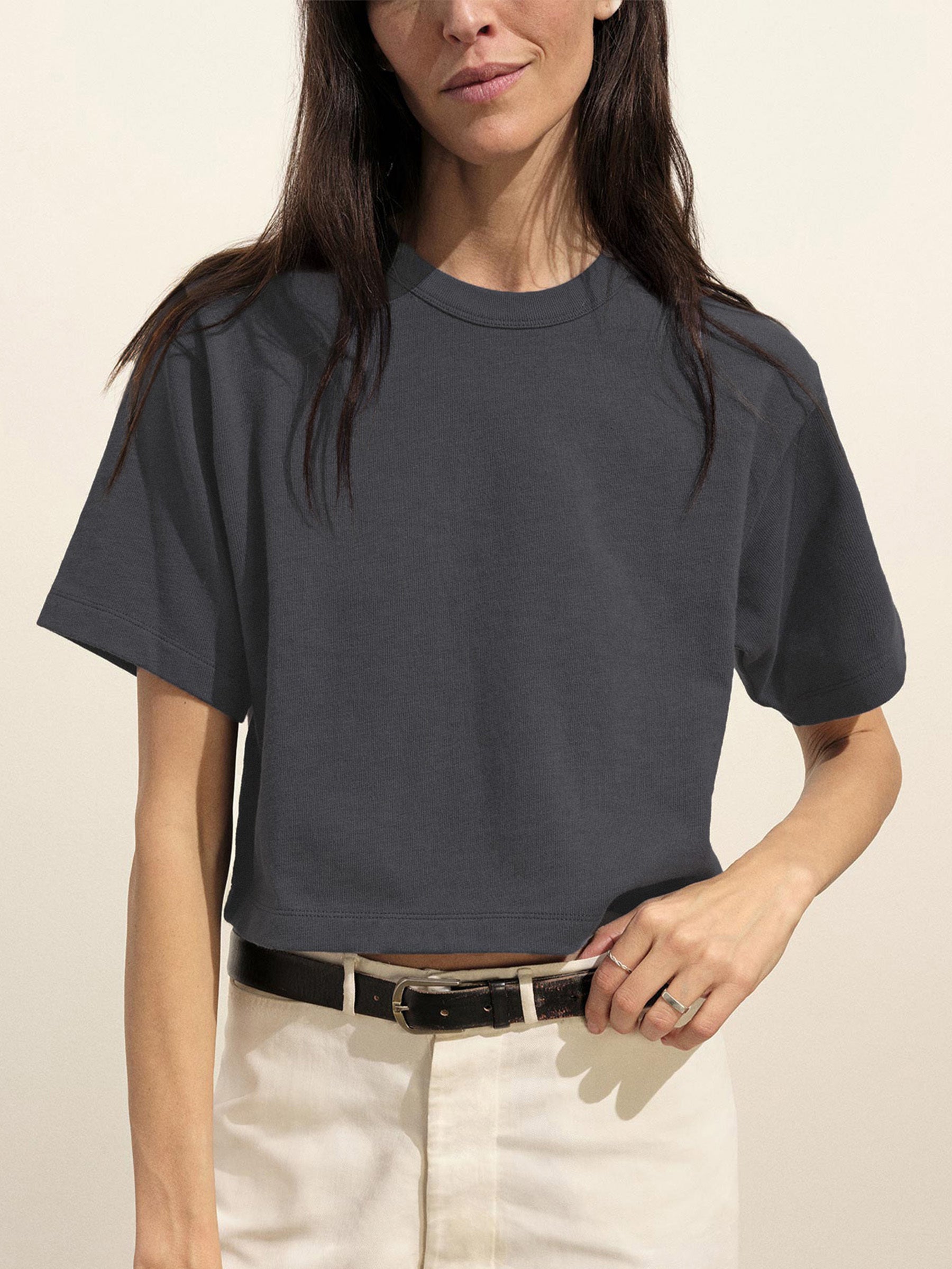 Alternative view of Seal Blue Field Spec Boyfriend Crop Tee