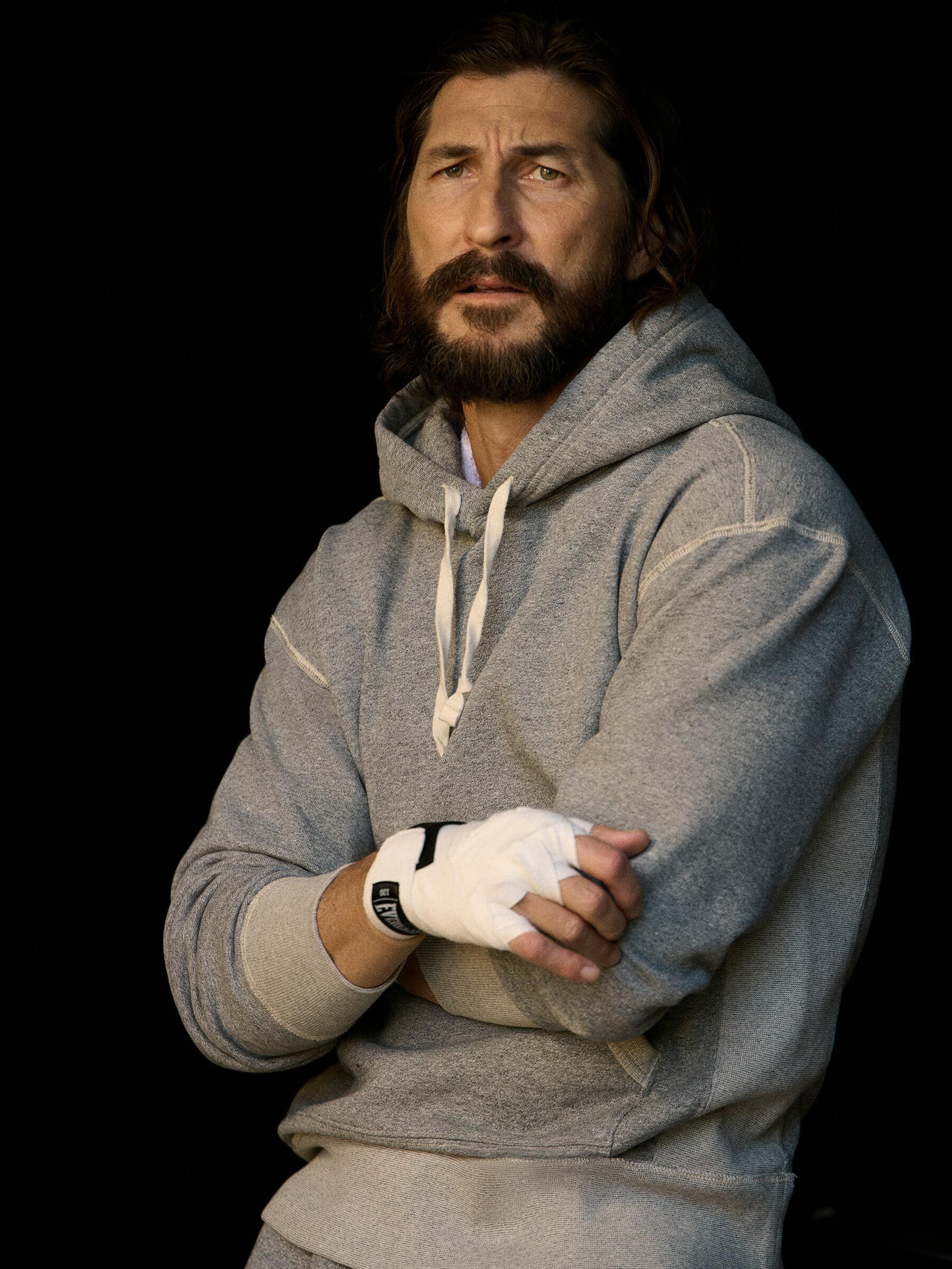 Alternative view of Two Tone Heather Grey Welterweight Hooded Sweatshirt