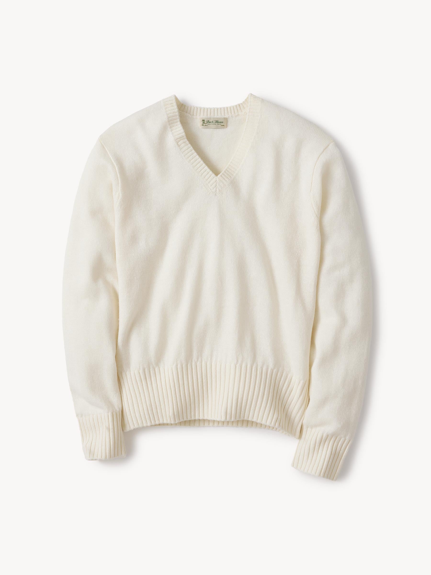 Natural Biella Linen Wool V Neck