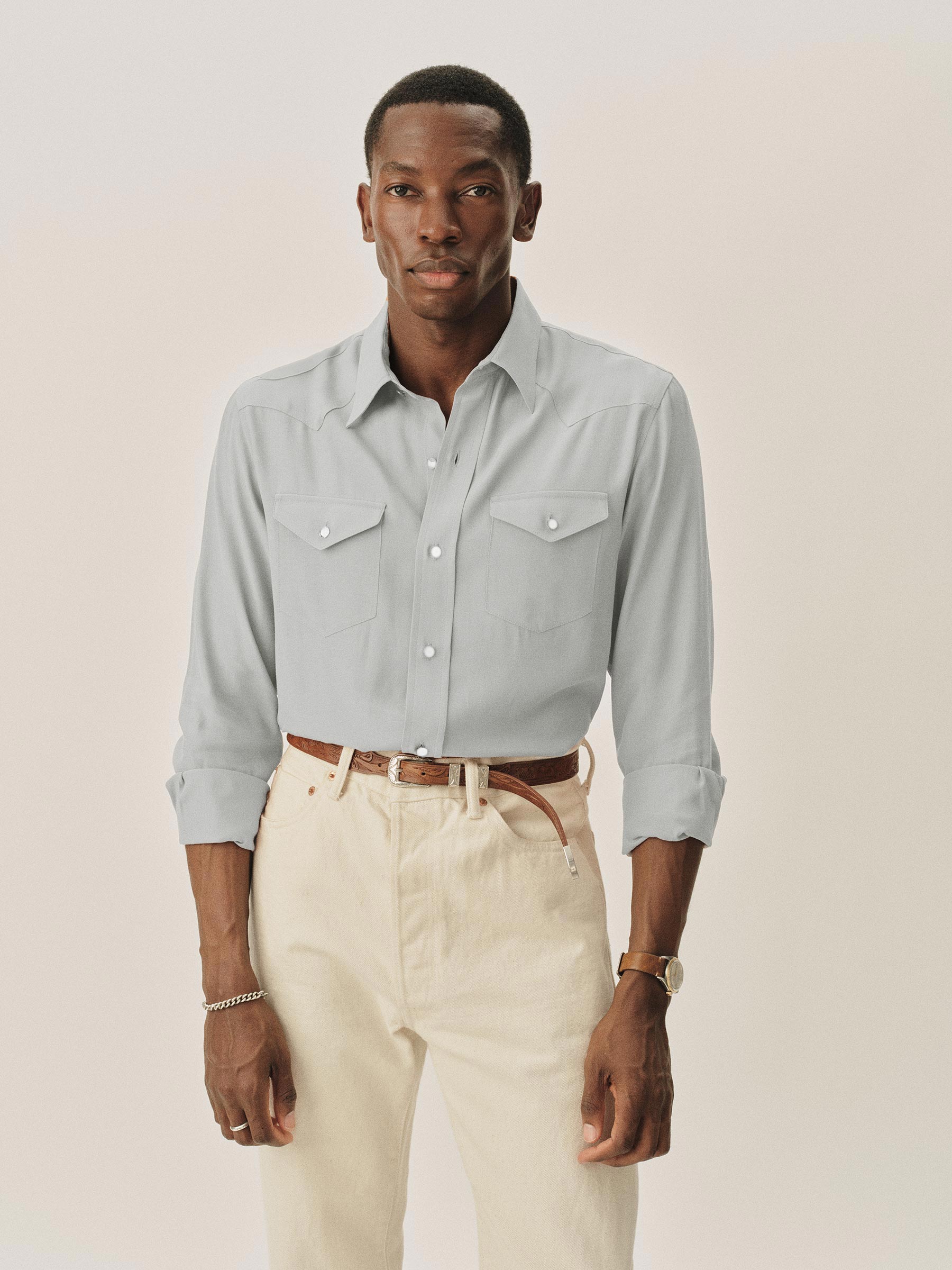 Light Blue Sunset Rayon Western Shirt