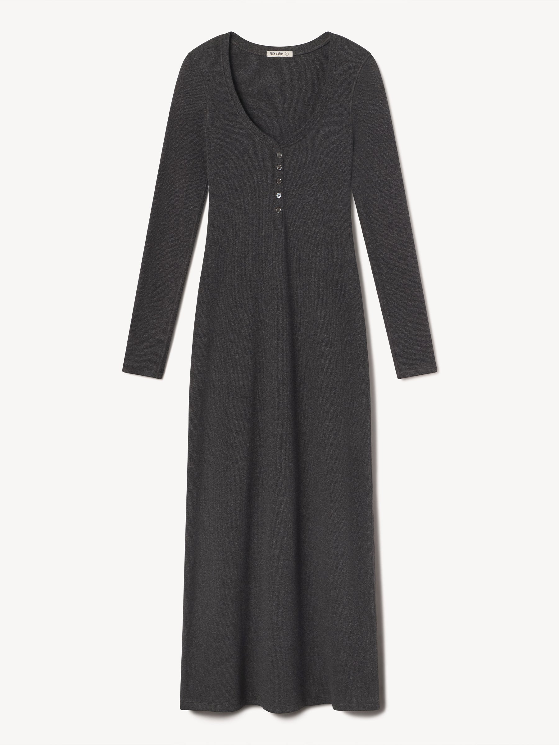 Dark Heather Grey Surplus Rib Scoop Henley Dress
