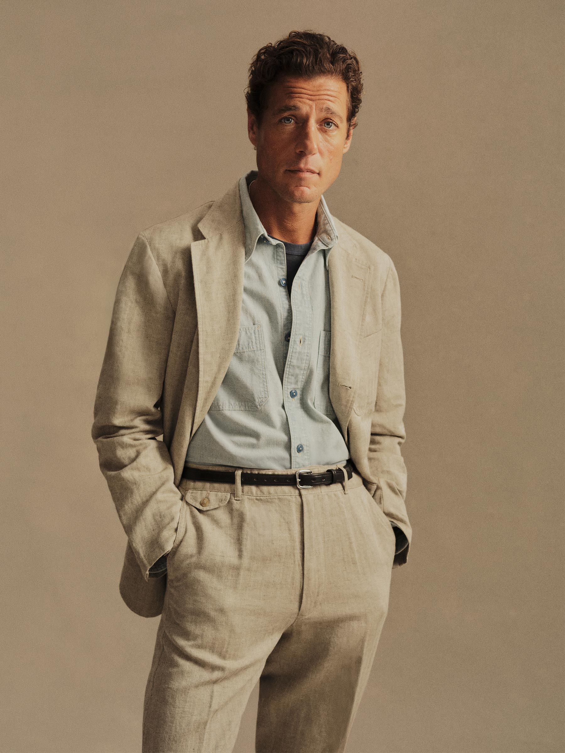 Natural / Grey HBT Capitola Linen Carry On Jacket