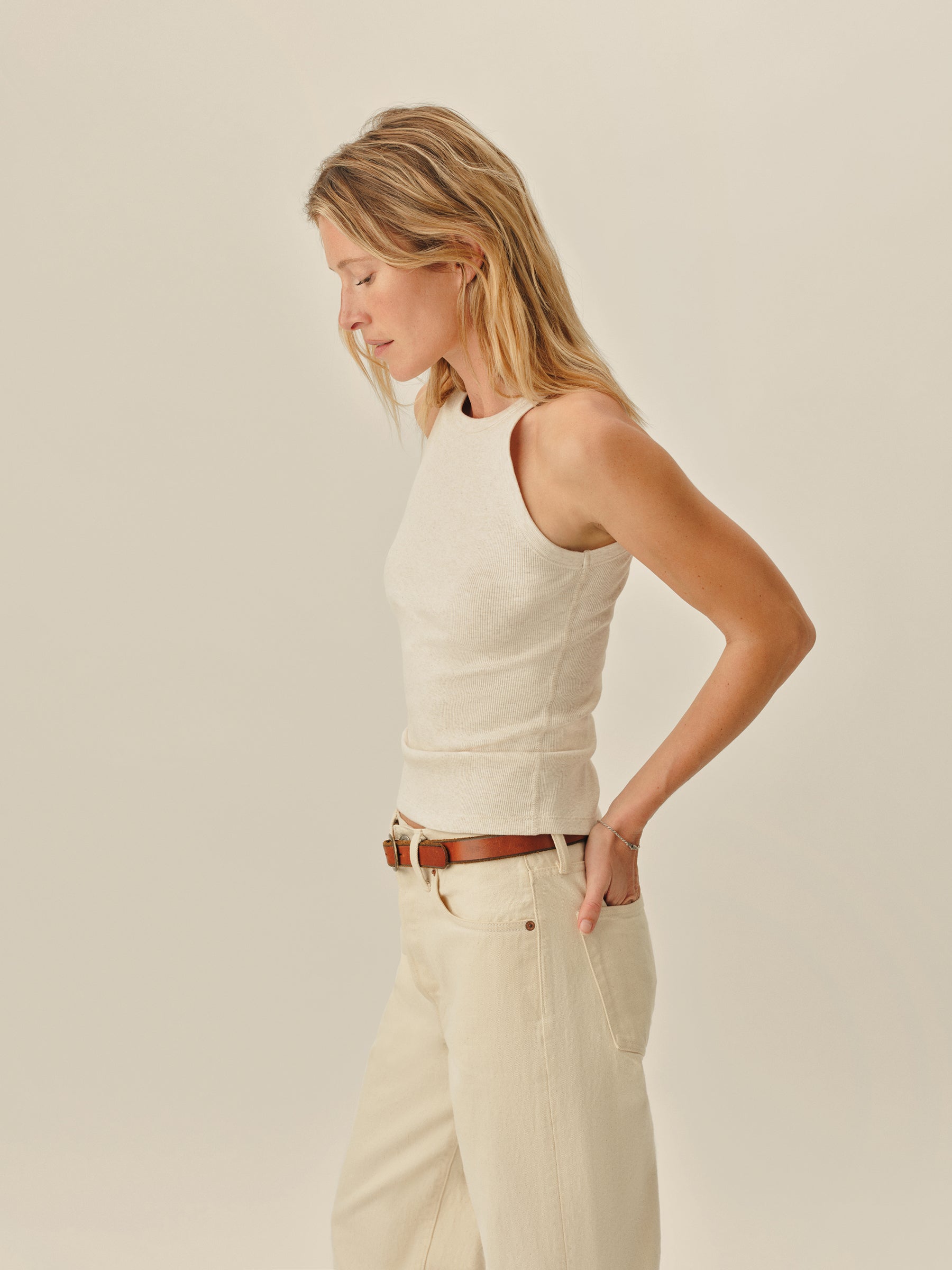Alternative view of Oatmeal Heather Surplus Rib Tank