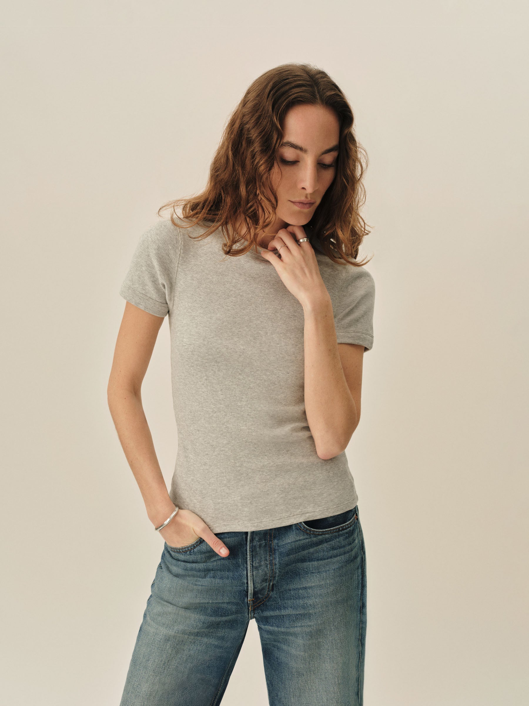 Alternative view of Heather Grey Surplus Rib S/S Tee