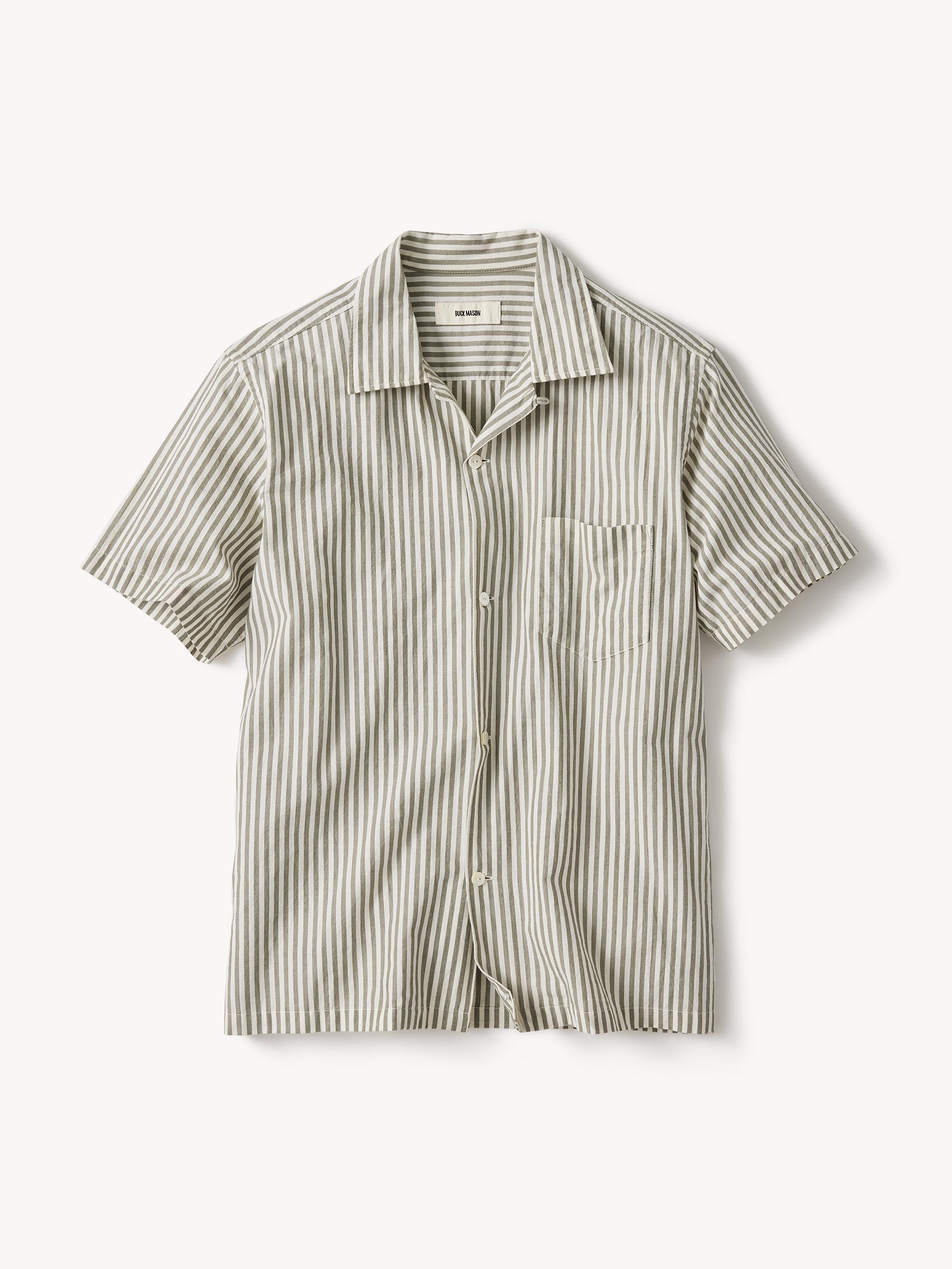 Aloe / Natural Stripe Wornwell S/S Camp Shirt