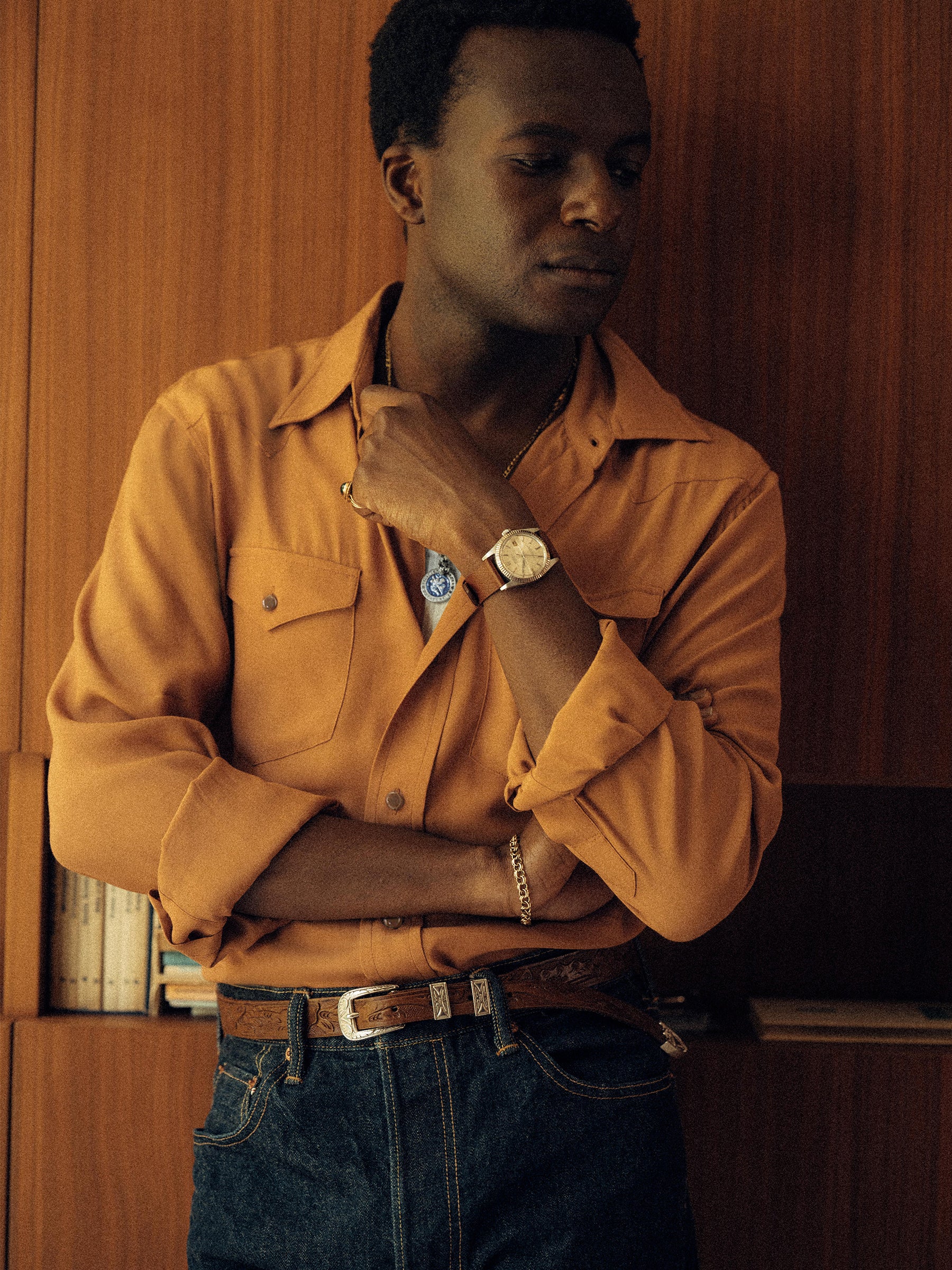 Burnt Orange Sunset Rayon Western Shirt