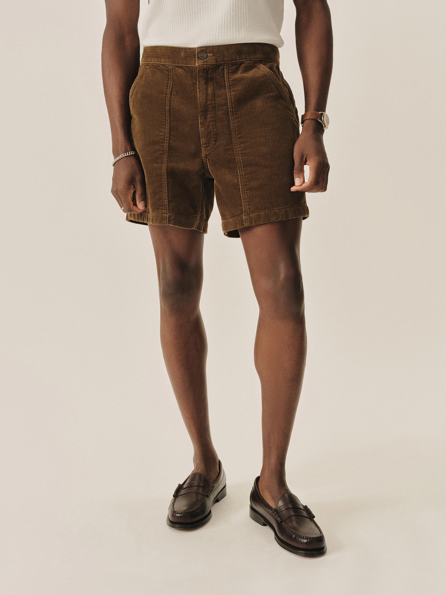 Alternative view of British Khaki 5.5" Cord Beach Cruiser Short